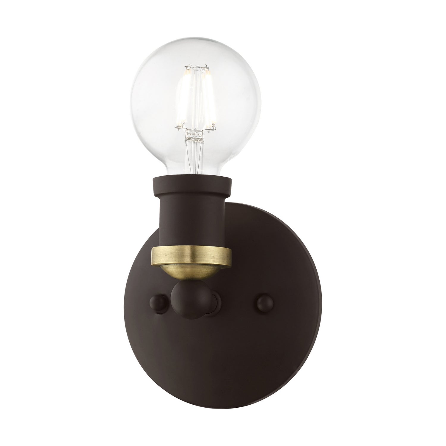 Livex Lighting - 14420-07 - One Light Vanity Sconce - Lansdale - Bronze w/Antique Brass
