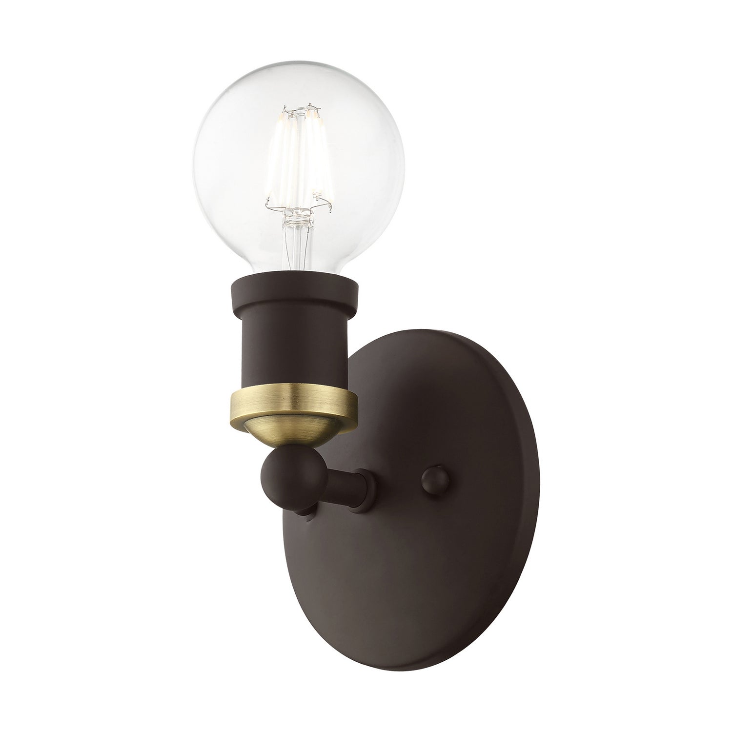 Livex Lighting - 14420-07 - One Light Vanity Sconce - Lansdale - Bronze w/Antique Brass