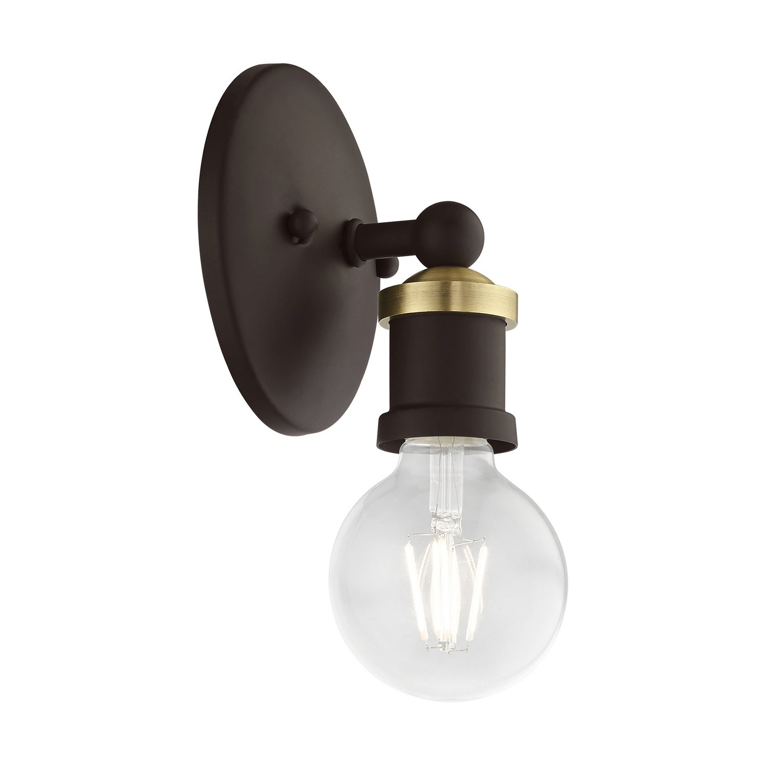 Livex Lighting - 14420-07 - One Light Vanity Sconce - Lansdale - Bronze w/Antique Brass