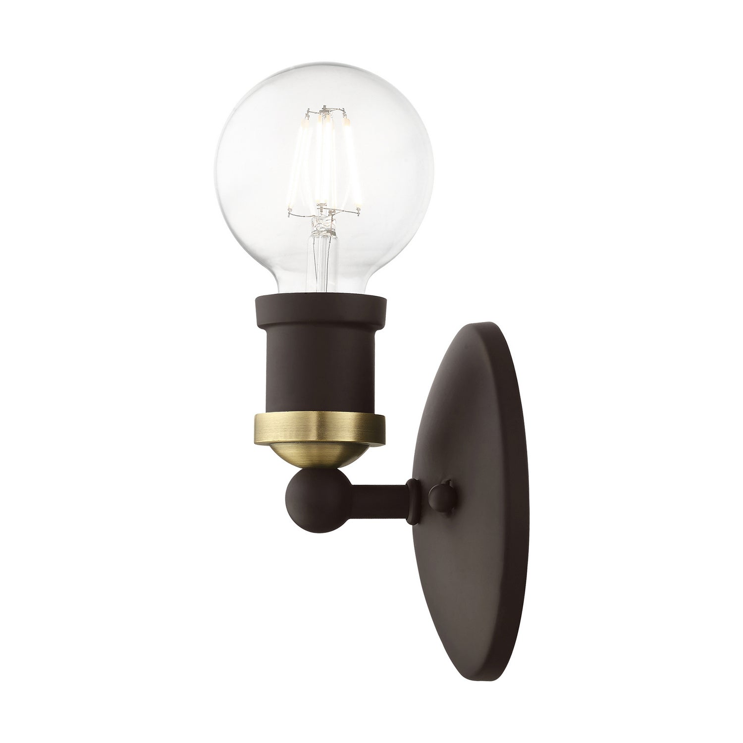 Livex Lighting - 14420-07 - One Light Vanity Sconce - Lansdale - Bronze w/Antique Brass