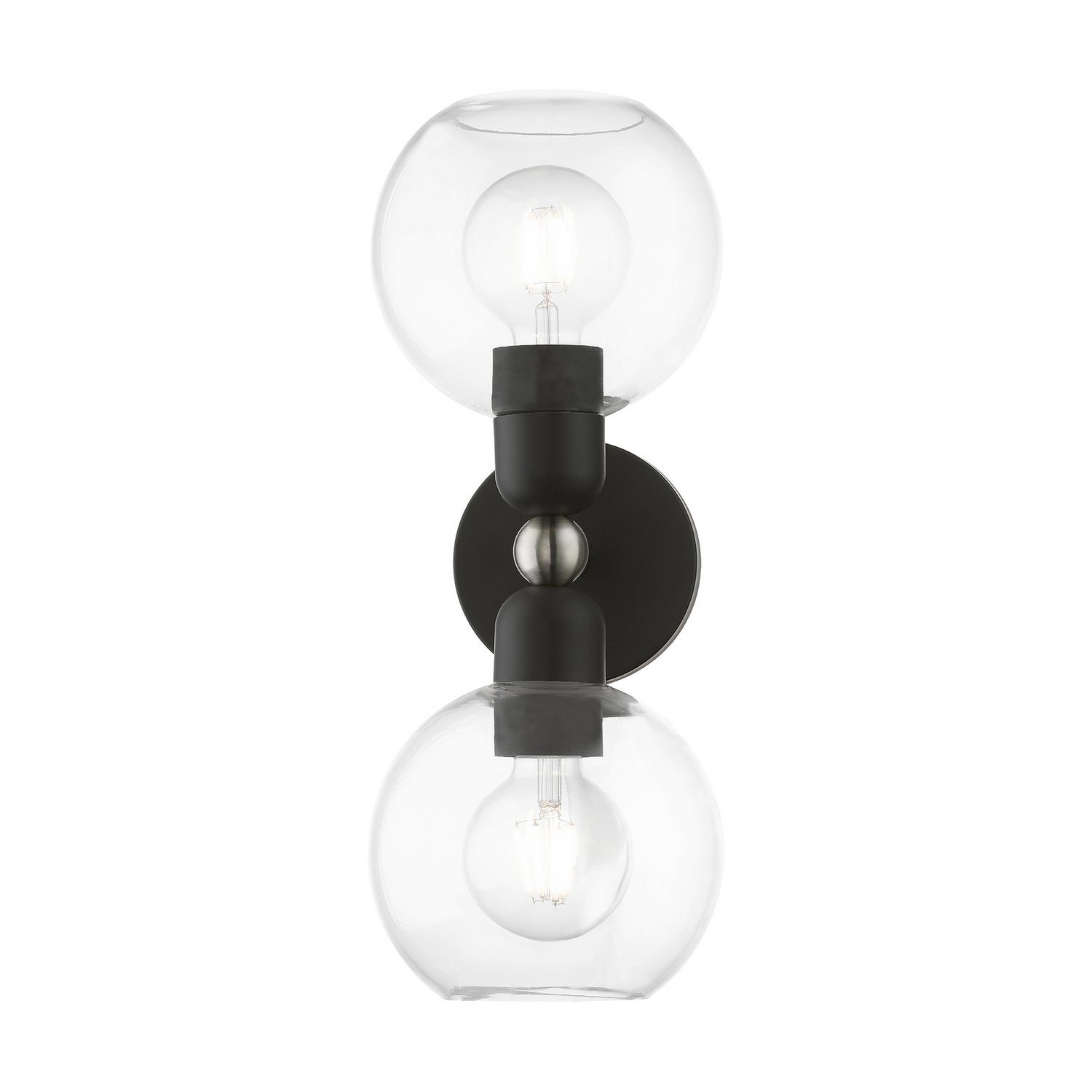 Livex Lighting - 16972-04 - Two Light Vanity Sconce - Downtown - Black w/Brushed Nickel