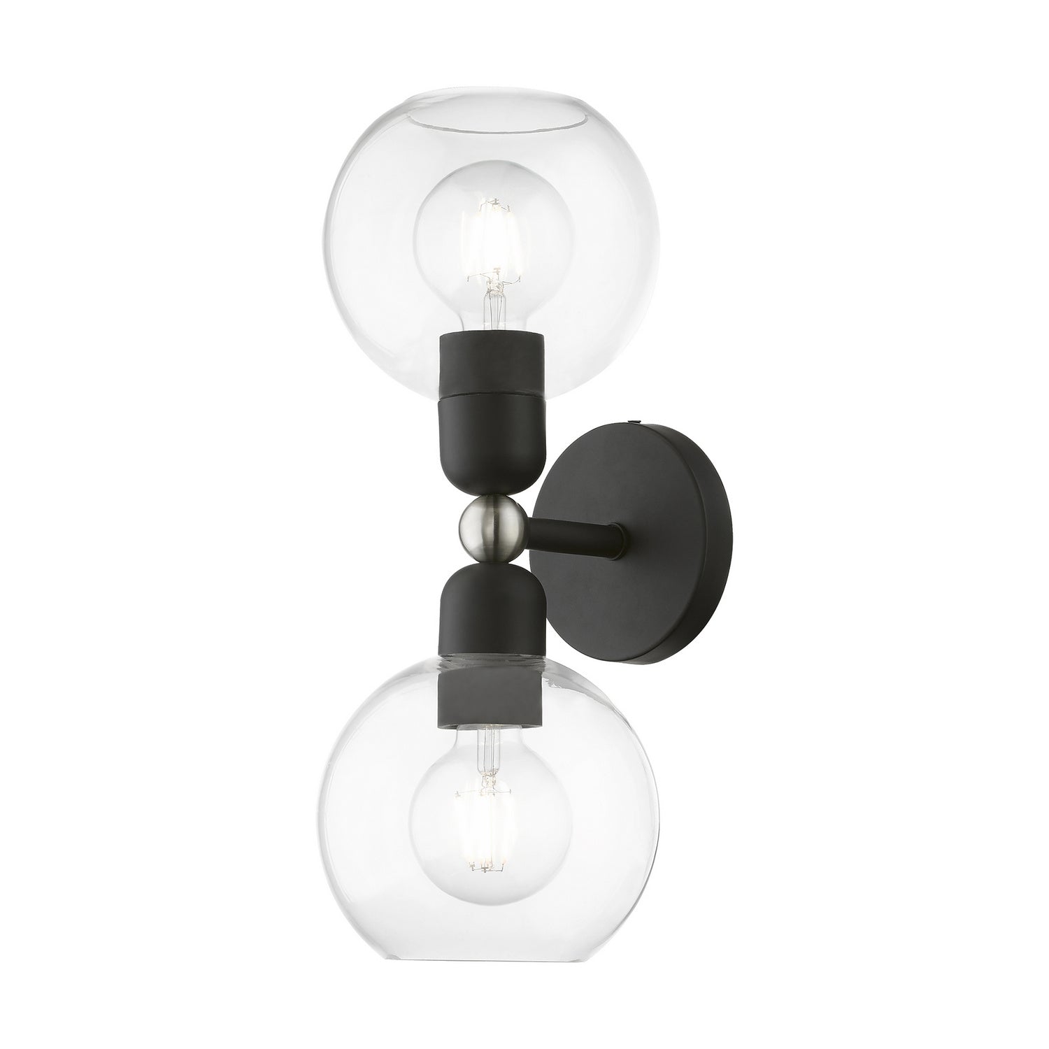 Livex Lighting - 16972-04 - Two Light Vanity Sconce - Downtown - Black w/Brushed Nickel