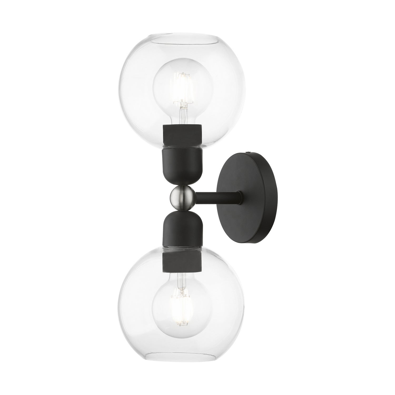 Livex Lighting - 16972-04 - Two Light Vanity Sconce - Downtown - Black w/Brushed Nickel