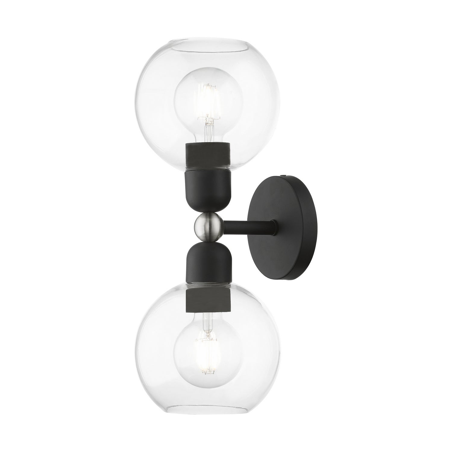 Livex Lighting - 16972-04 - Two Light Vanity Sconce - Downtown - Black w/Brushed Nickel