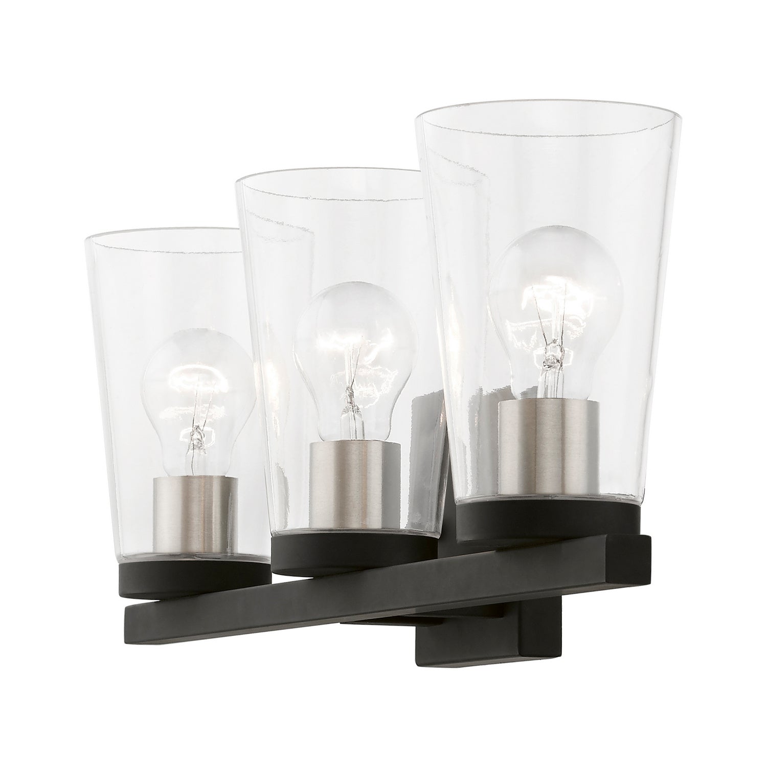 Livex Lighting - 17623-04 - Three Light Vanity Sconce - Cityview - Black w/Brushed Nickel