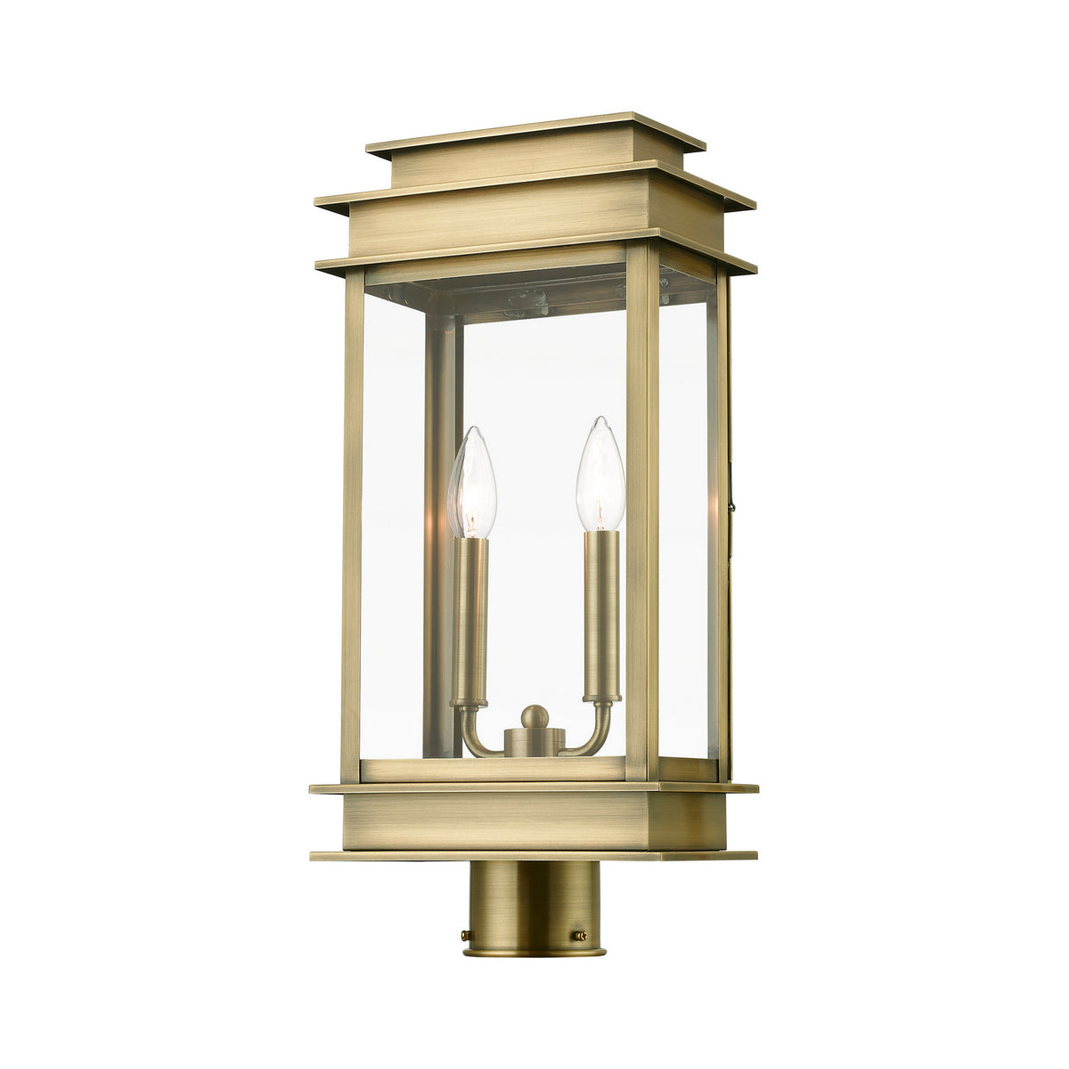 Livex Lighting - 2017-01 - Two Light Outdoor Post Top Lantern - Princeton - Antique Brass