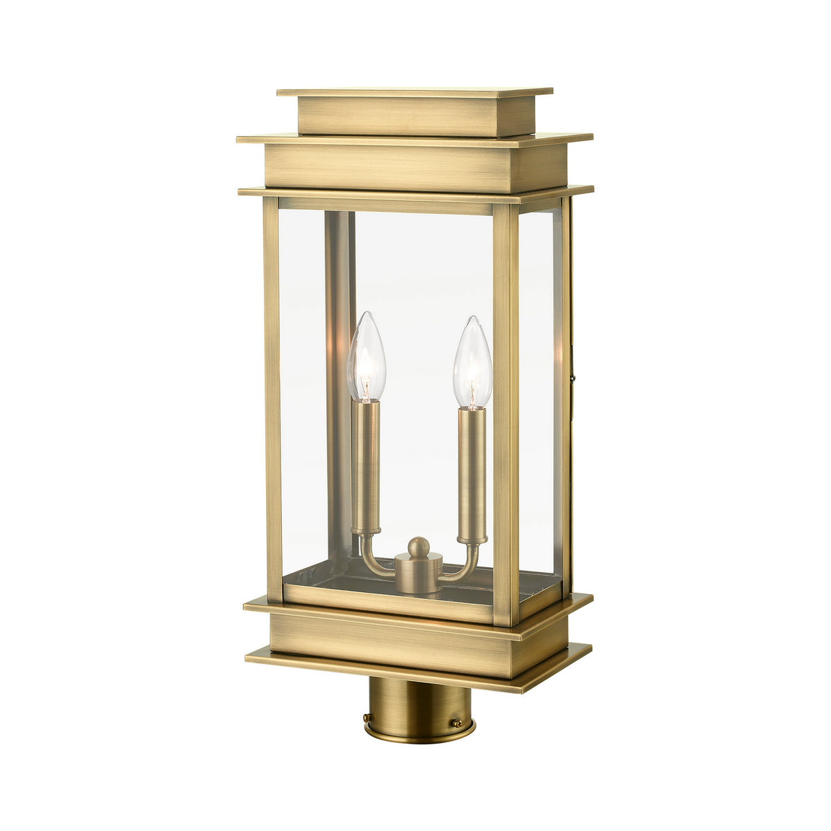 Livex Lighting - 2017-01 - Two Light Outdoor Post Top Lantern - Princeton - Antique Brass