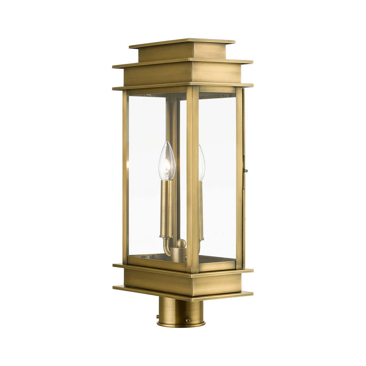 Livex Lighting - 2017-01 - Two Light Outdoor Post Top Lantern - Princeton - Antique Brass