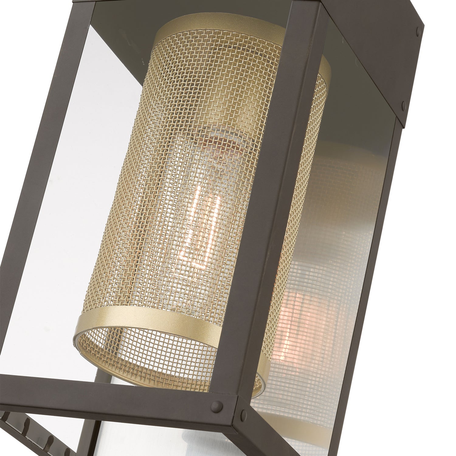 Livex Lighting - 20761-07 - One Light Outdoor Wall Lantern - Franklin - Bronze w/Soft Gold Candle and Brushed Nickel Stainless Steel Reflector