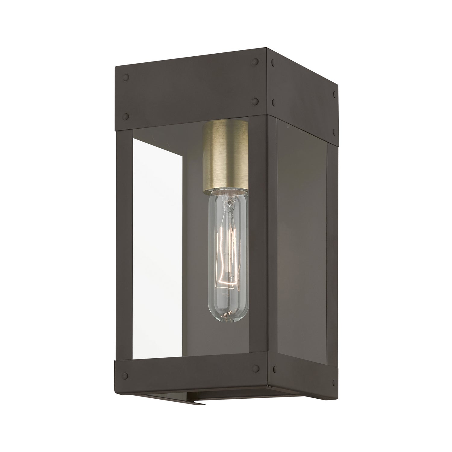 Livex Lighting - 20871-07 - One Light Outdoor Wall Lantern - Barrett - Bronze w/Antique Brass Candle