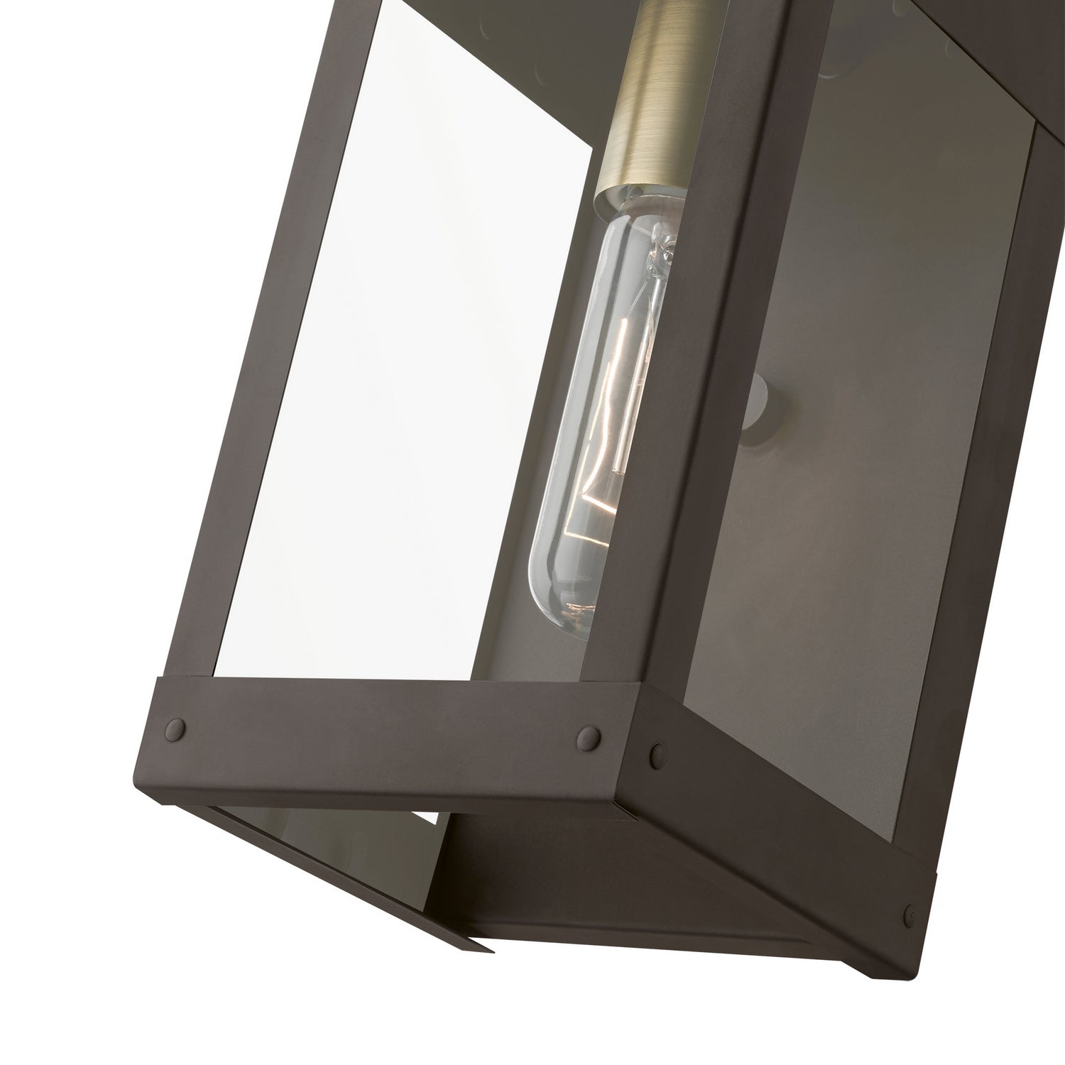 Livex Lighting - 20871-07 - One Light Outdoor Wall Lantern - Barrett - Bronze w/Antique Brass Candle