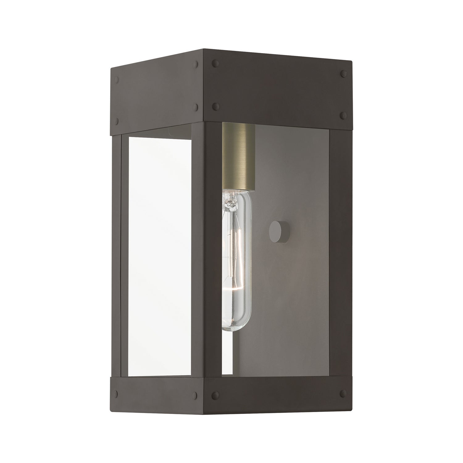 Livex Lighting - 20871-07 - One Light Outdoor Wall Lantern - Barrett - Bronze w/Antique Brass Candle