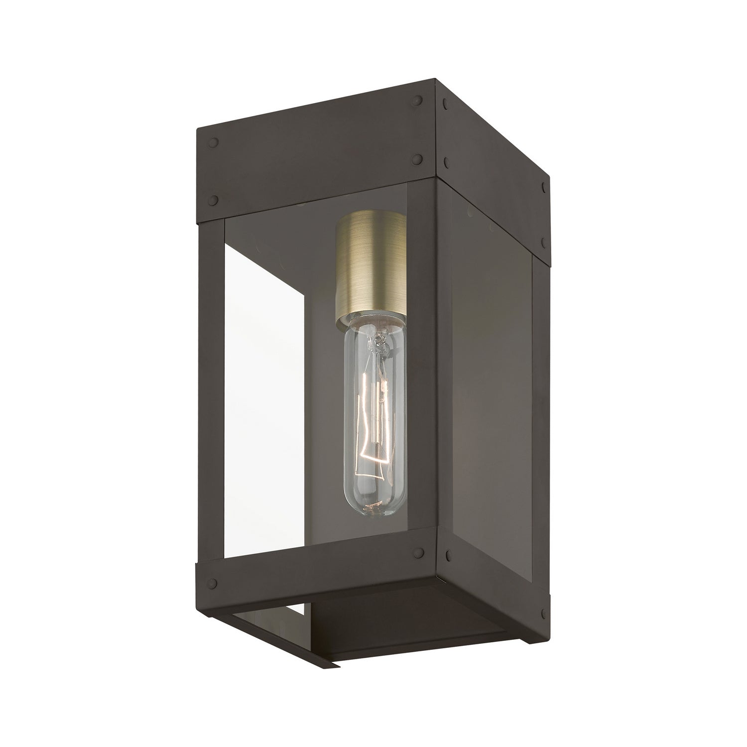 Livex Lighting - 20871-07 - One Light Outdoor Wall Lantern - Barrett - Bronze w/Antique Brass Candle