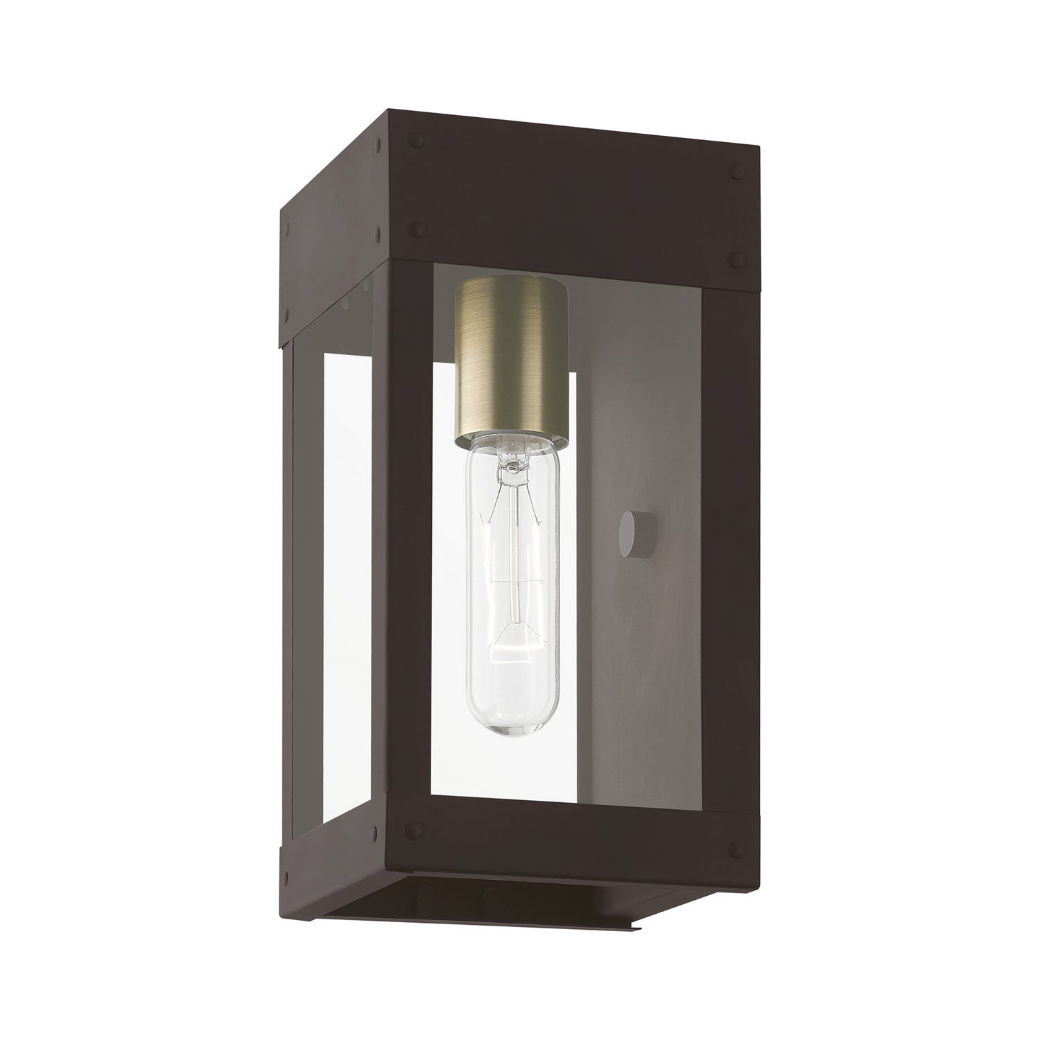 Livex Lighting - 20871-07 - One Light Outdoor Wall Lantern - Barrett - Bronze w/Antique Brass Candle