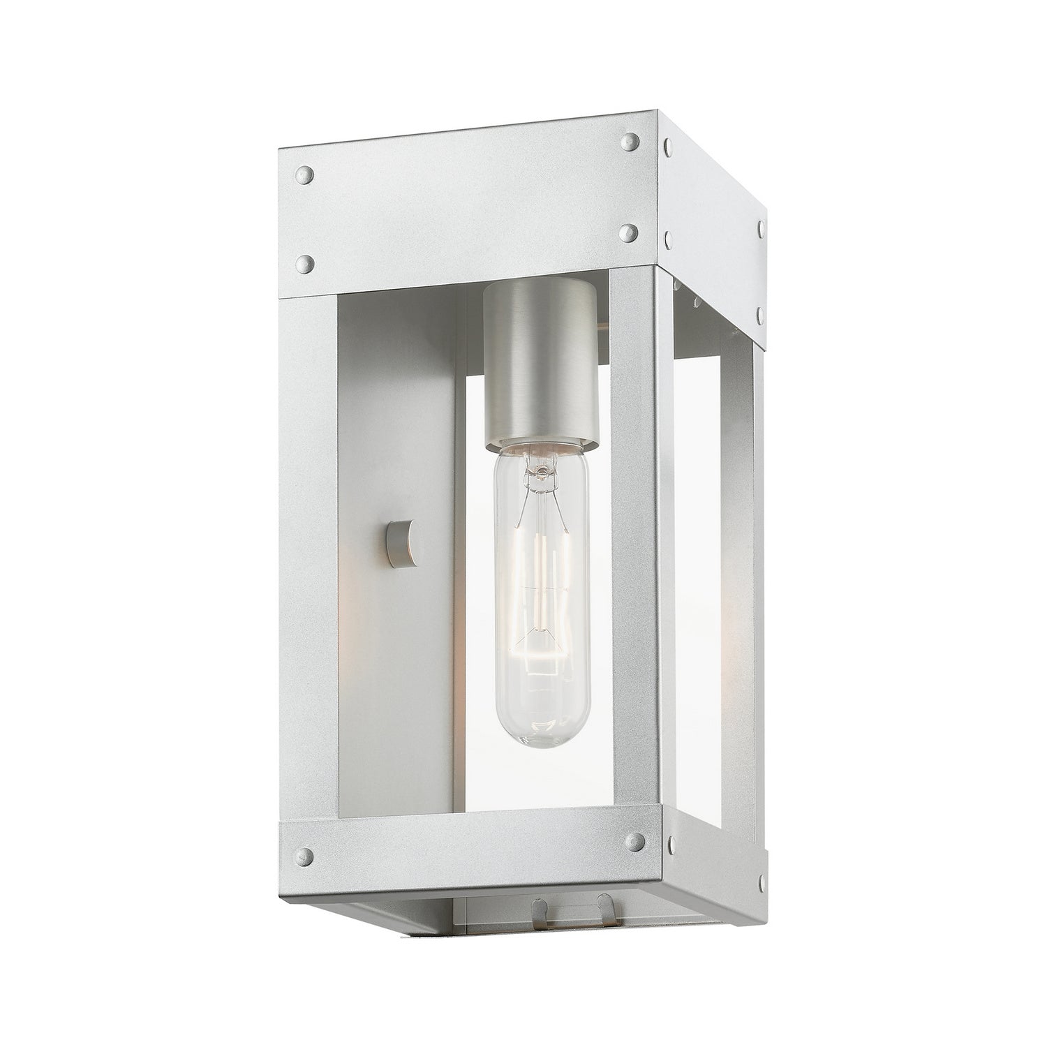 Livex Lighting - 20871-81 - One Light Outdoor Wall Lantern - Barrett - Painted Satin Nickel w/Brushed Nickel Candle