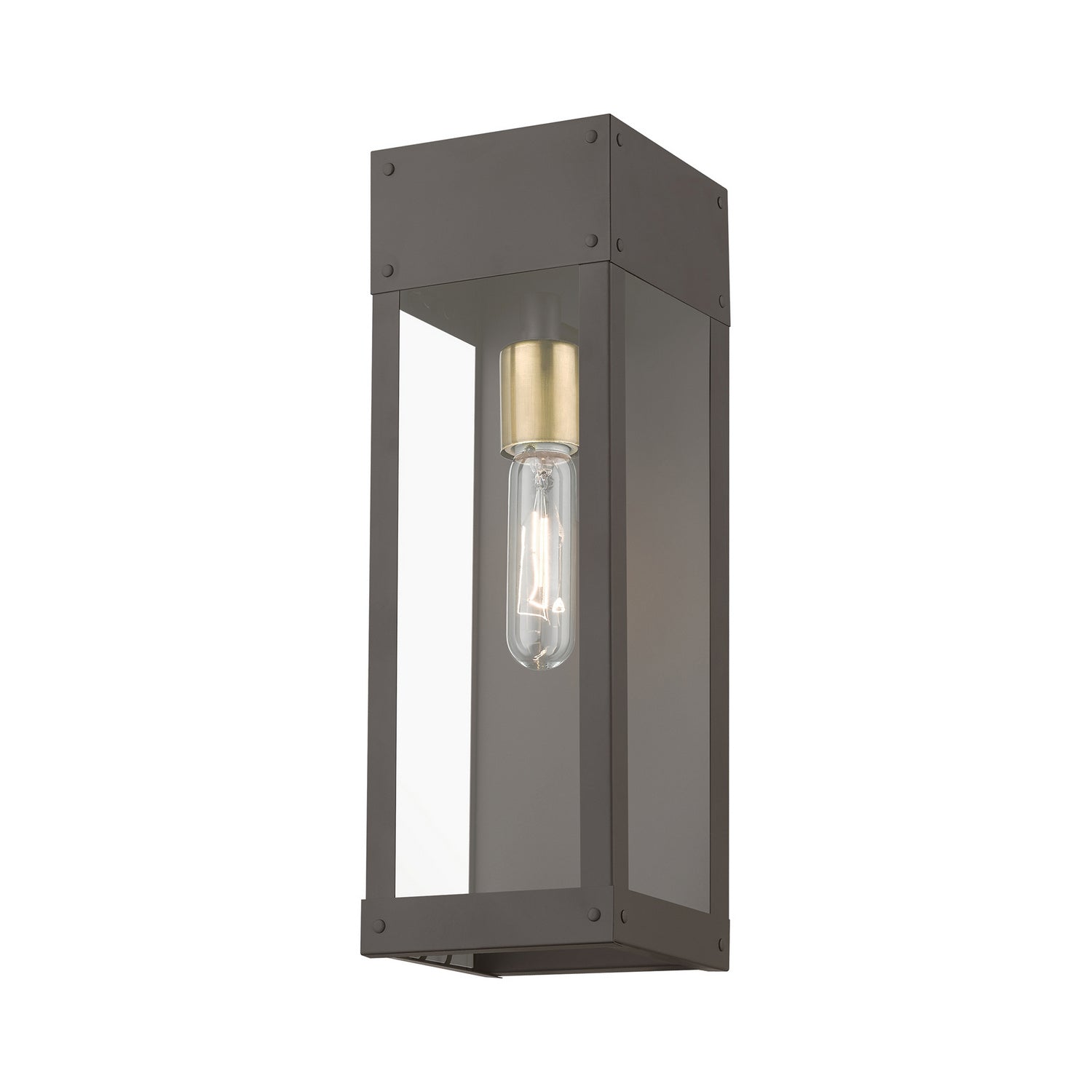 Livex Lighting - 20873-07 - One Light Outdoor Wall Lantern - Barrett - Bronze w/Antique Brass Candle