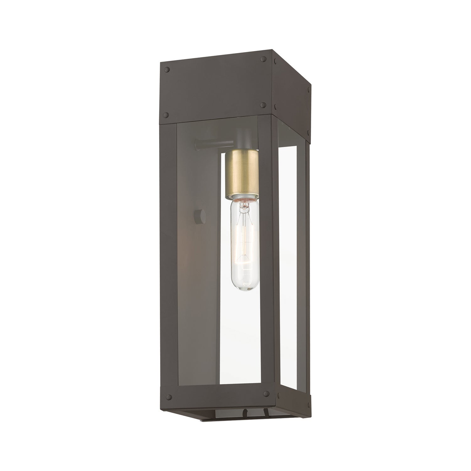 Livex Lighting - 20873-07 - One Light Outdoor Wall Lantern - Barrett - Bronze w/Antique Brass Candle
