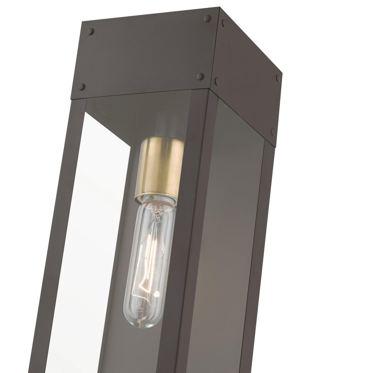 Livex Lighting - 20873-07 - One Light Outdoor Wall Lantern - Barrett - Bronze w/Antique Brass Candle