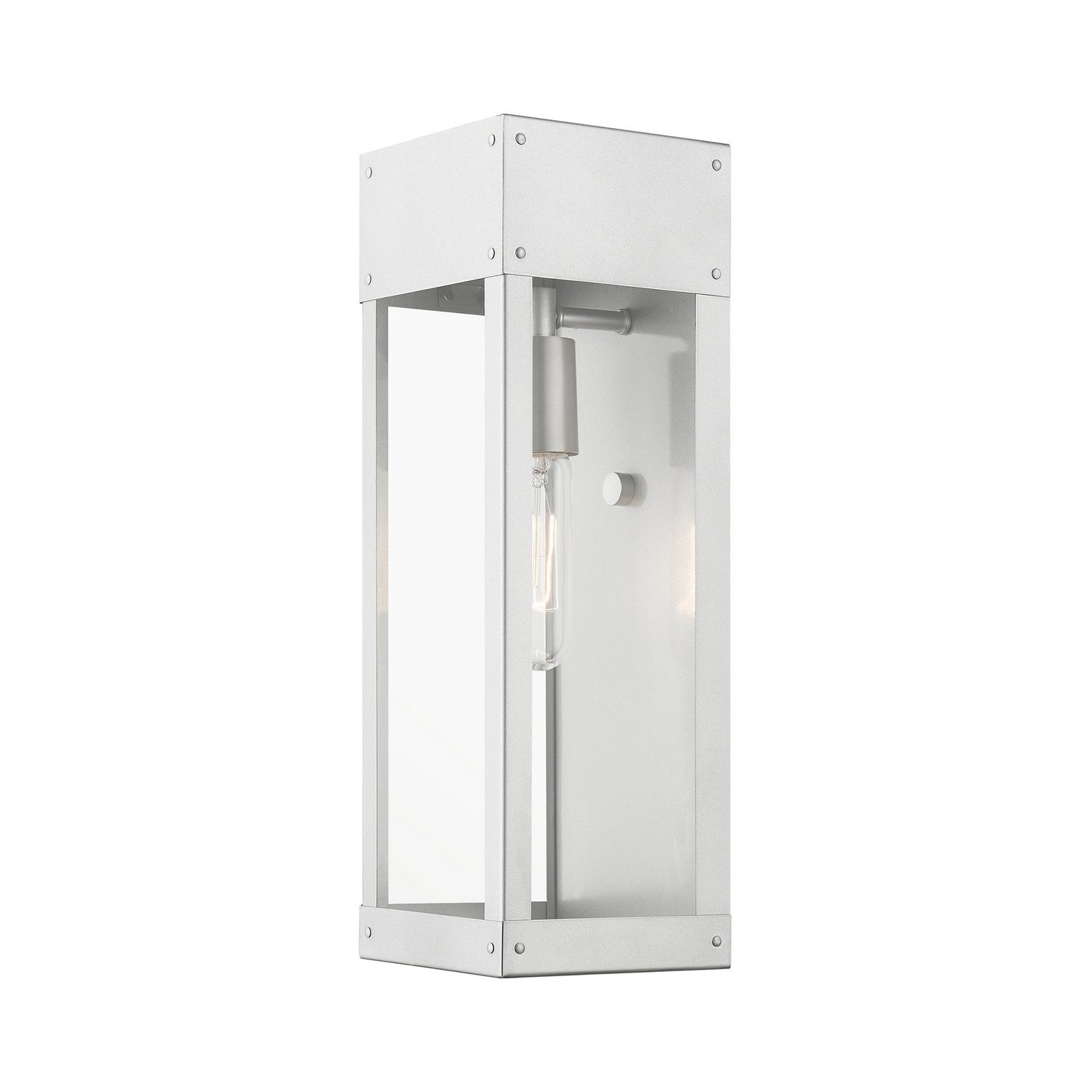 Livex Lighting - 20873-81 - One Light Outdoor Wall Lantern - Barrett - Painted Satin Nickel w/Brushed Nickel Candle
