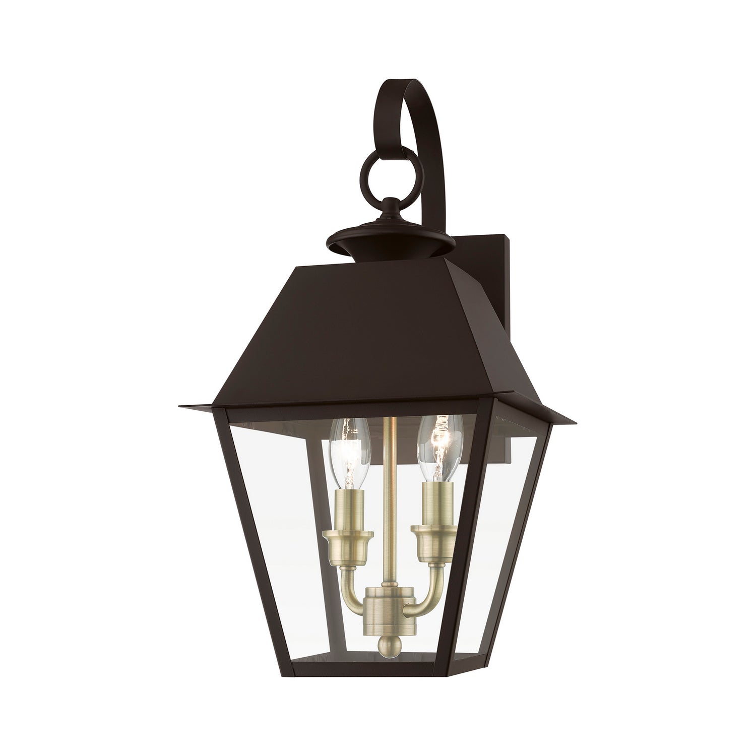 Livex Lighting - 27215-07 - Two Light Outdoor Wall Lantern - Wentworth - Bronze w/Antique Brass Finish Cluster