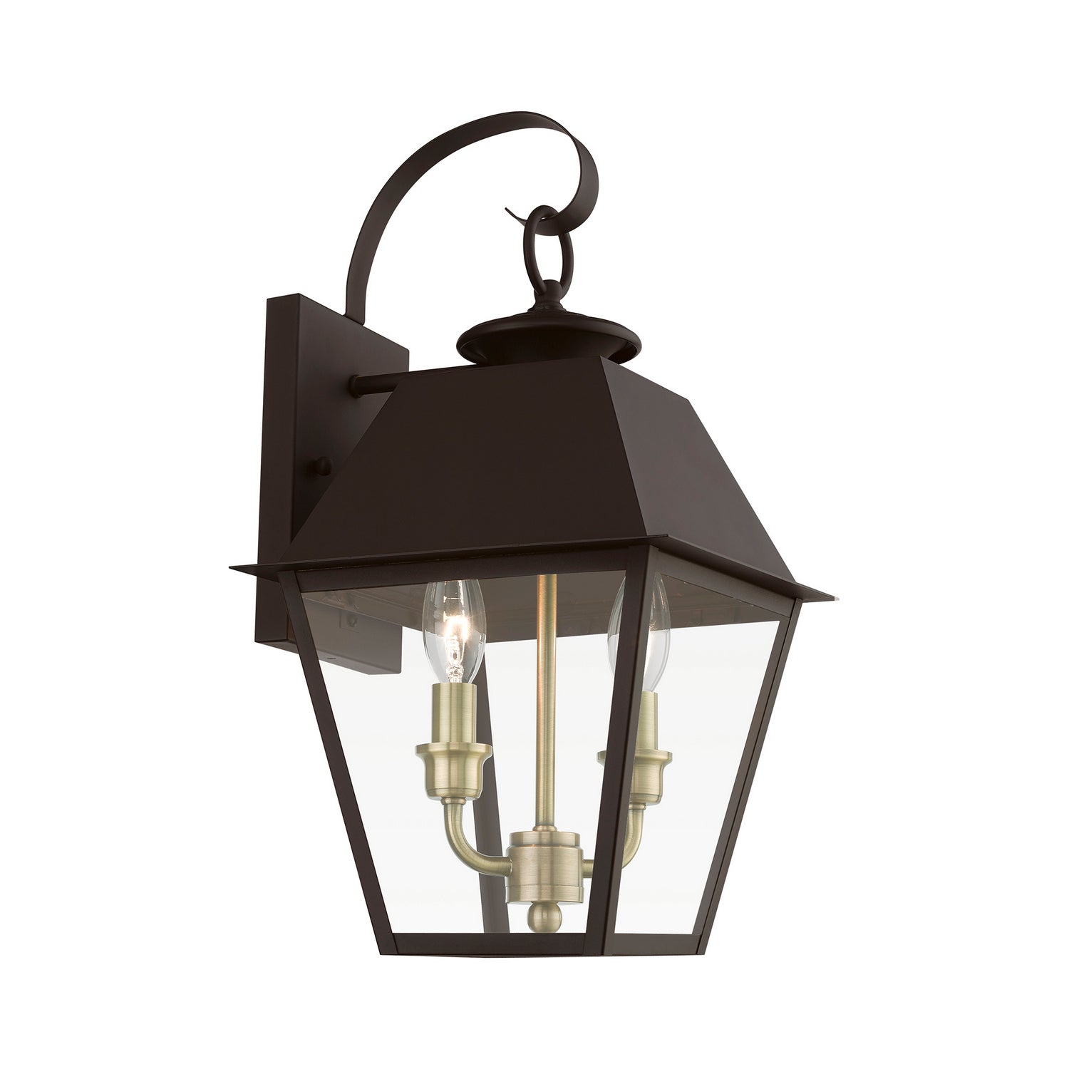 Livex Lighting - 27215-07 - Two Light Outdoor Wall Lantern - Wentworth - Bronze w/Antique Brass Finish Cluster