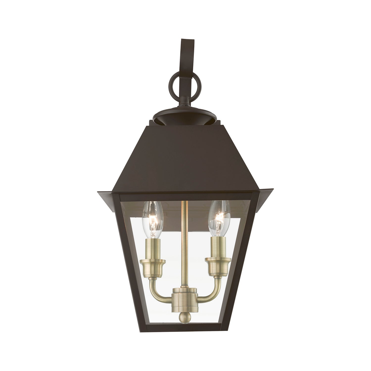Livex Lighting - 27215-07 - Two Light Outdoor Wall Lantern - Wentworth - Bronze w/Antique Brass Finish Cluster
