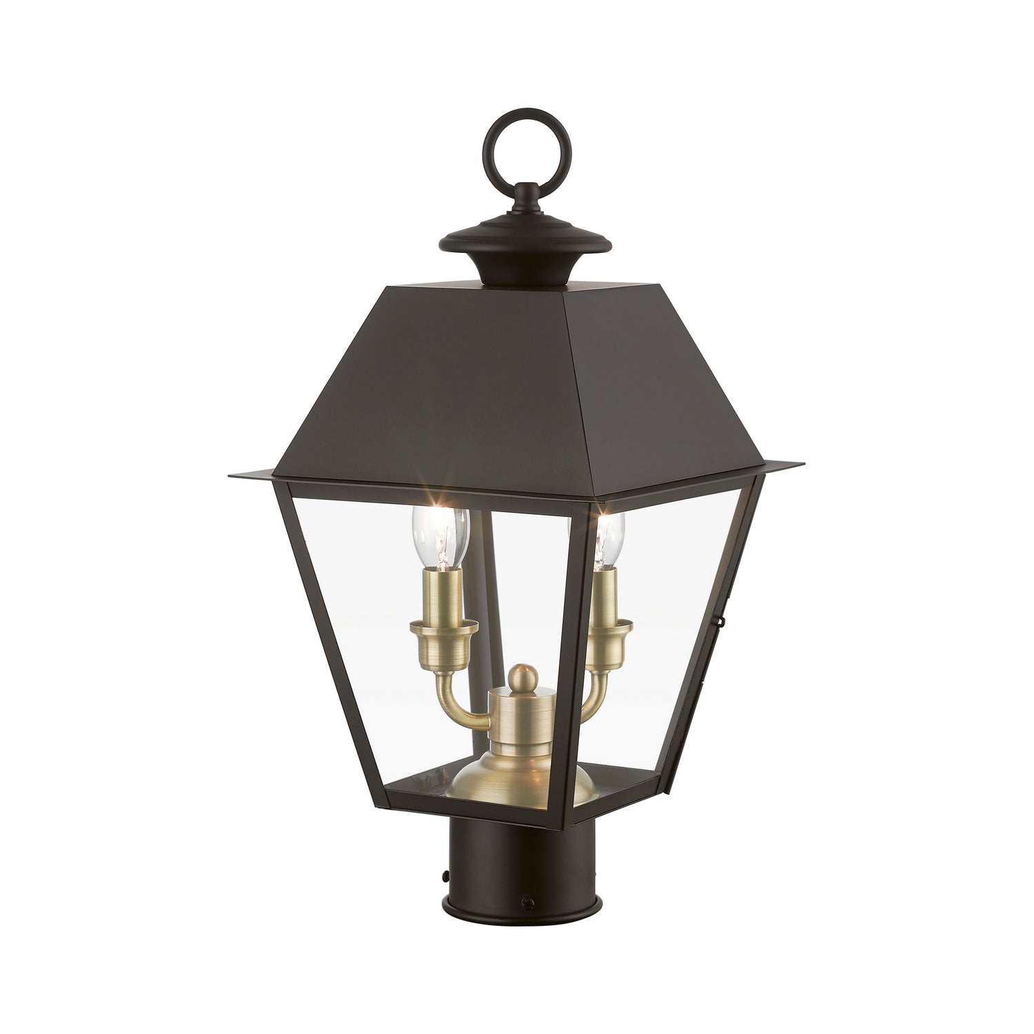 Livex Lighting - 27216-07 - Two Light Outdoor Post Top Lantern - Wentworth - Bronze w/Antique Brass Finish Cluster