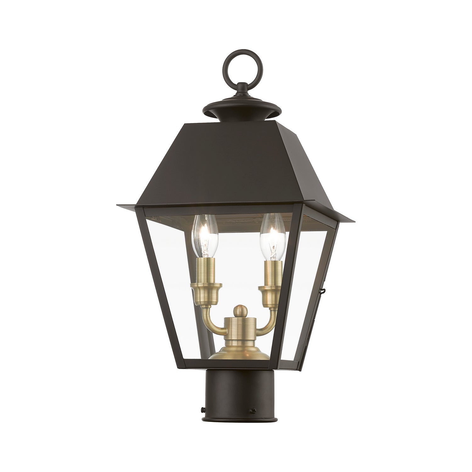 Livex Lighting - 27216-07 - Two Light Outdoor Post Top Lantern - Wentworth - Bronze w/Antique Brass Finish Cluster