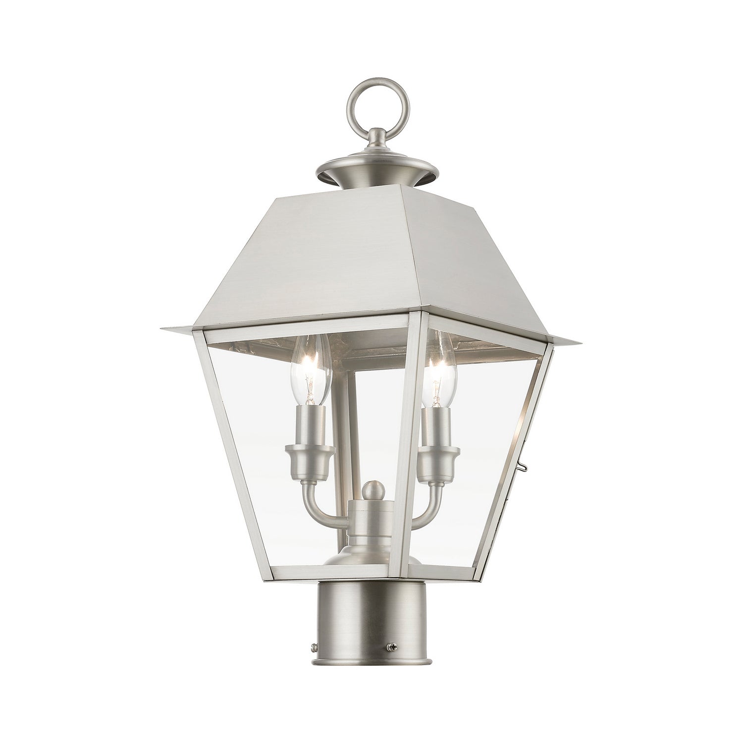 Livex Lighting - 27216-91 - Two Light Outdoor Post Top Lantern - Wentworth - Brushed Nickel