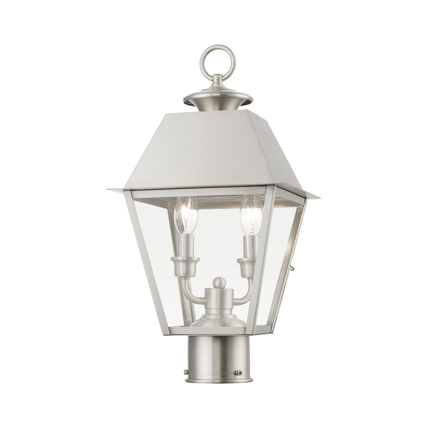 Livex Lighting - 27216-91 - Two Light Outdoor Post Top Lantern - Wentworth - Brushed Nickel