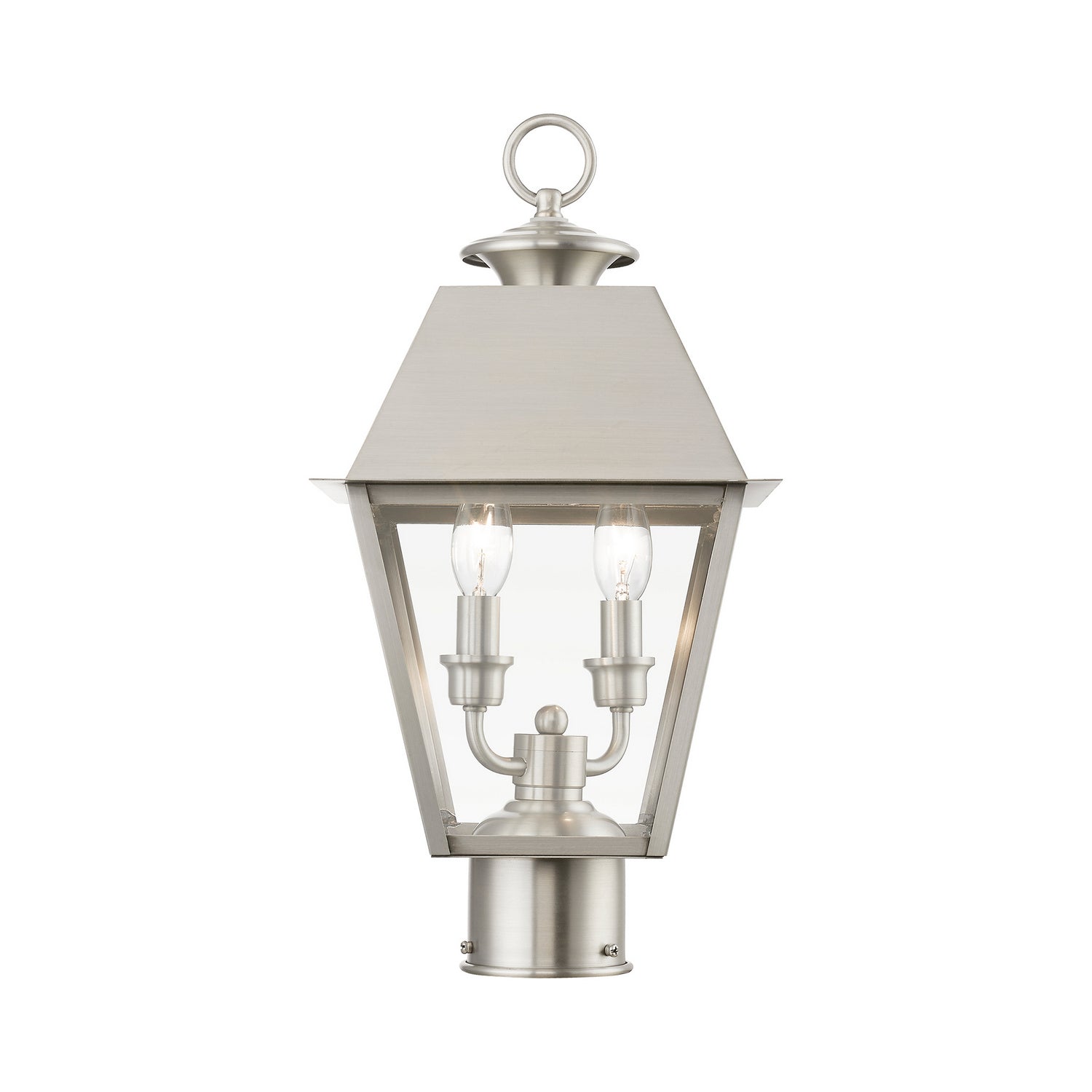 Livex Lighting - 27216-91 - Two Light Outdoor Post Top Lantern - Wentworth - Brushed Nickel