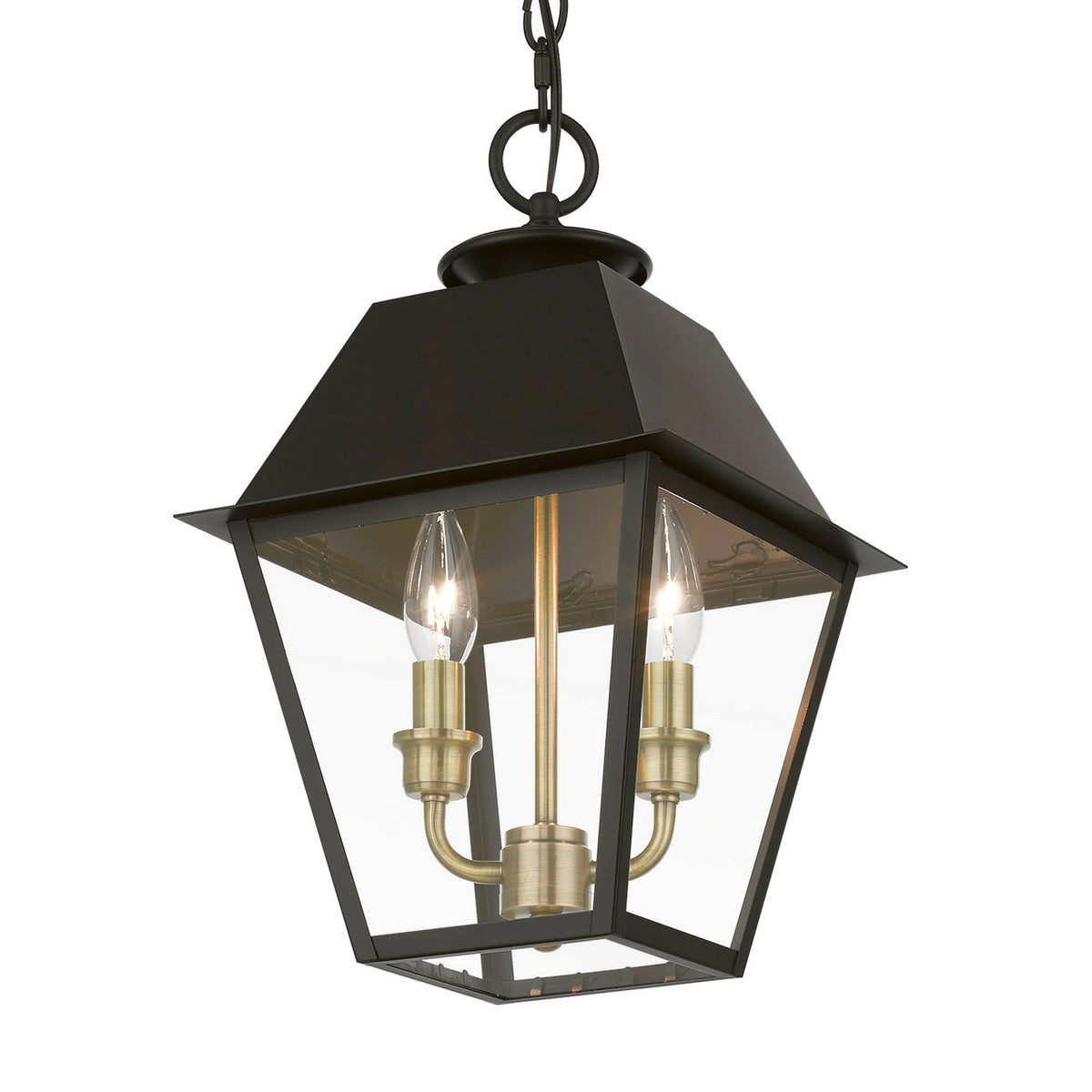 Livex Lighting - 27217-07 - Two Light Outdoor Pendant - Wentworth - Bronze w/Antique Brass Finish Cluster
