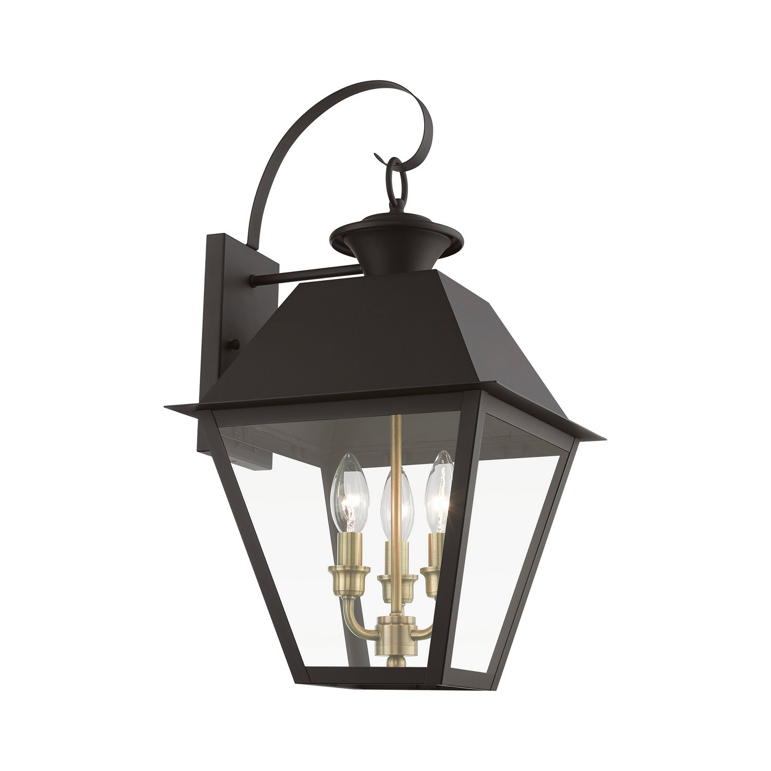Livex Lighting - 27218-07 - Three Light Outdoor Wall Lantern - Wentworth - Bronze w/Antique Brass Finish Cluster