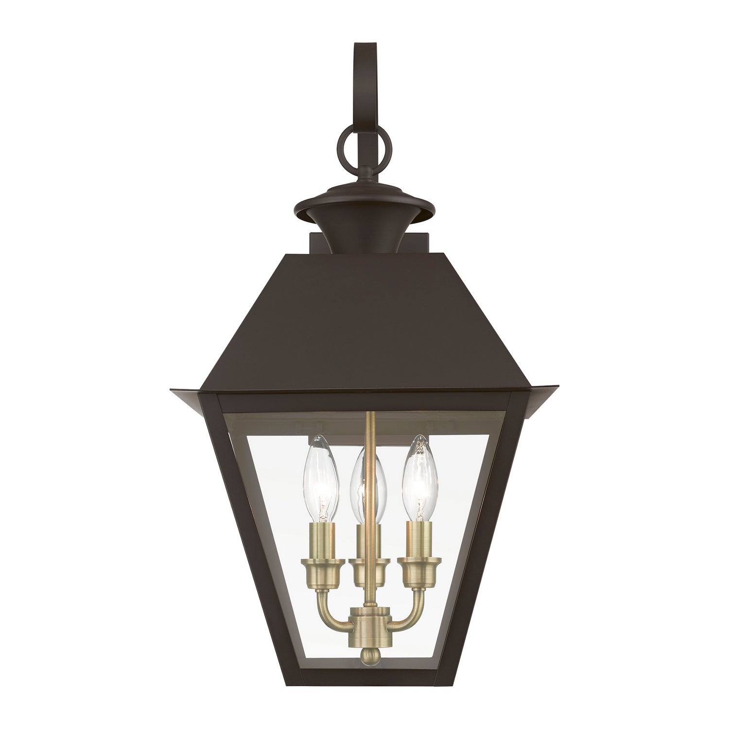 Livex Lighting - 27218-07 - Three Light Outdoor Wall Lantern - Wentworth - Bronze w/Antique Brass Finish Cluster