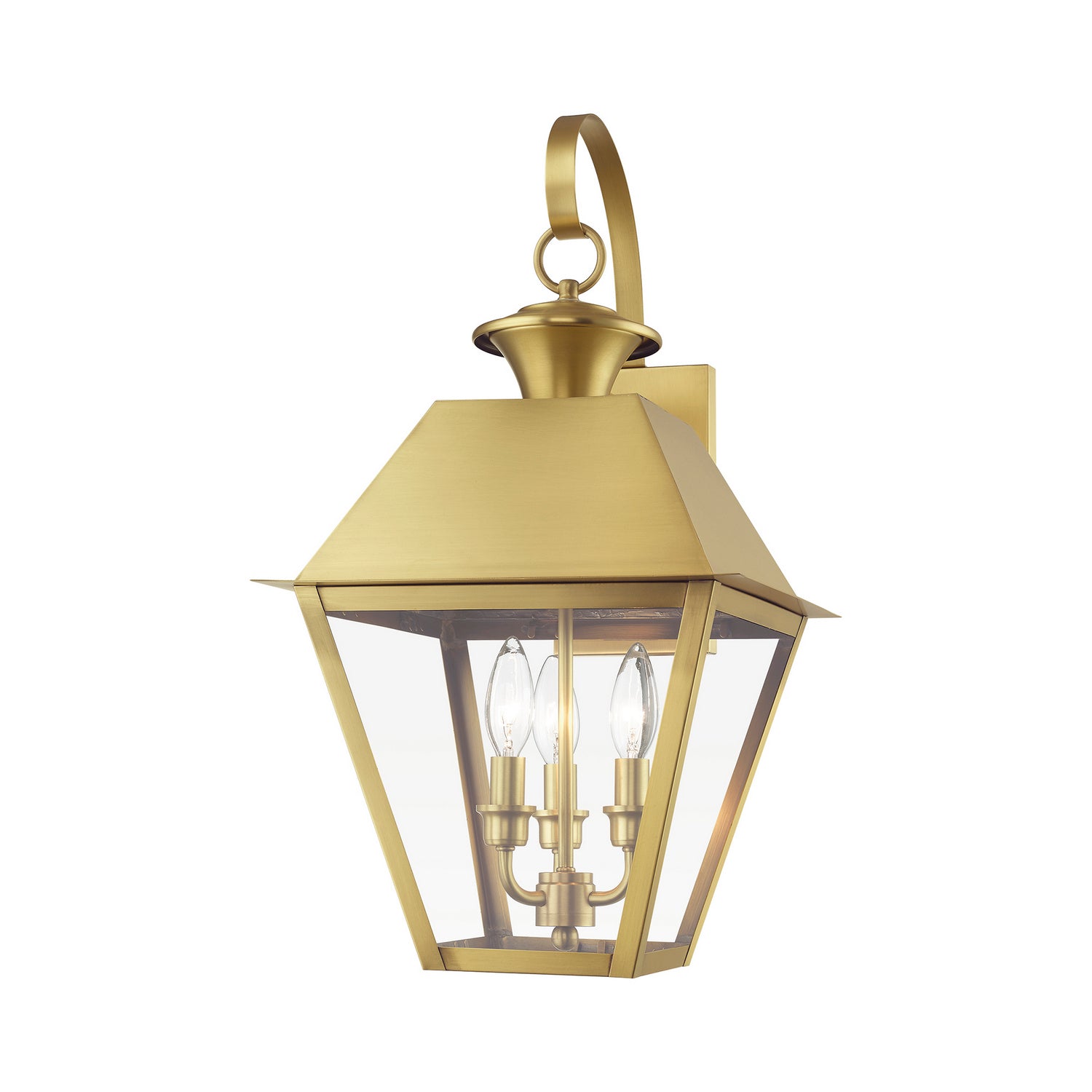 Livex Lighting - 27218-08 - Three Light Outdoor Wall Lantern - Wentworth - Natural Brass