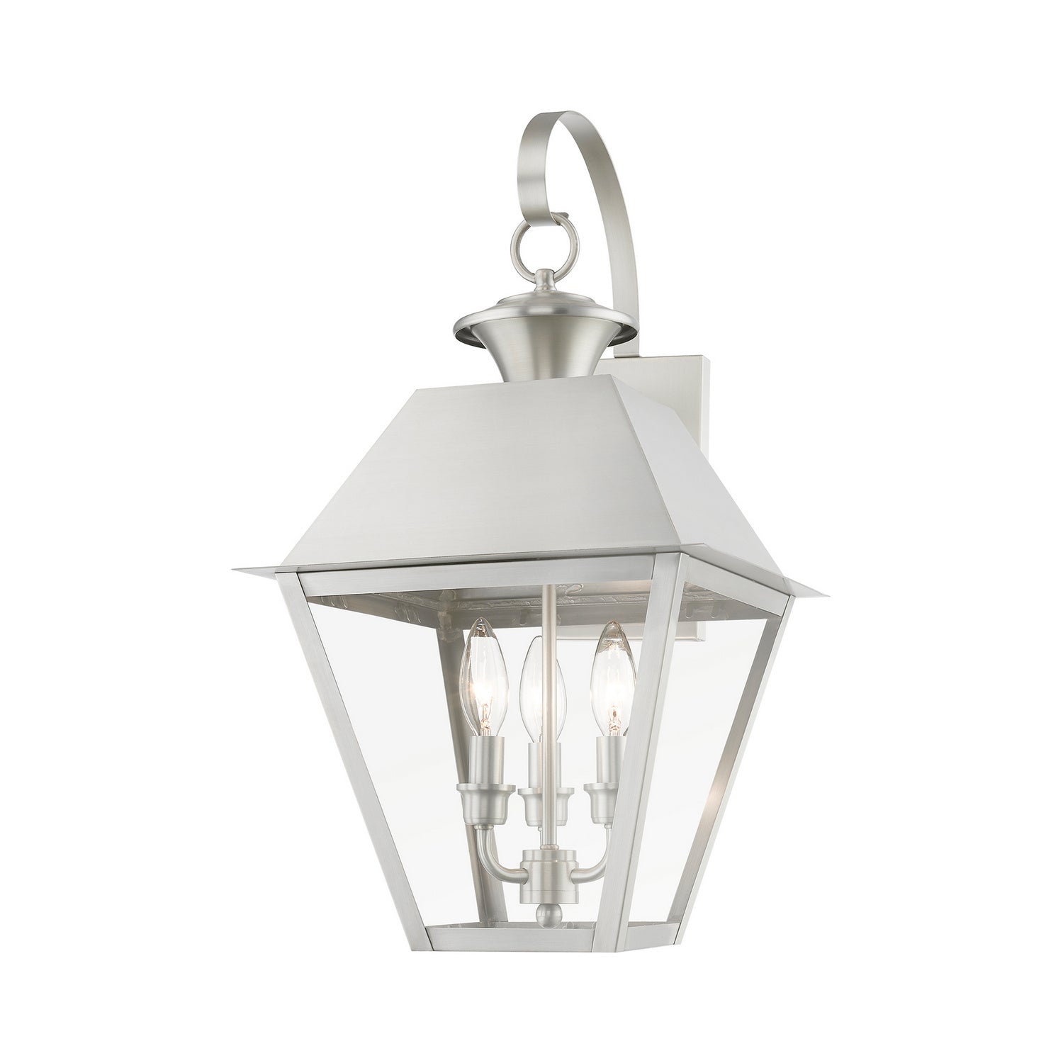 Livex Lighting - 27218-91 - Three Light Outdoor Wall Lantern - Wentworth - Brushed Nickel