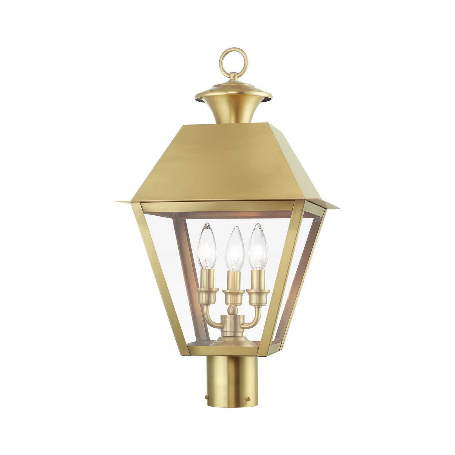 Livex Lighting - 27219-08 - Three Light Outdoor Post Top Lantern - Wentworth - Natural Brass