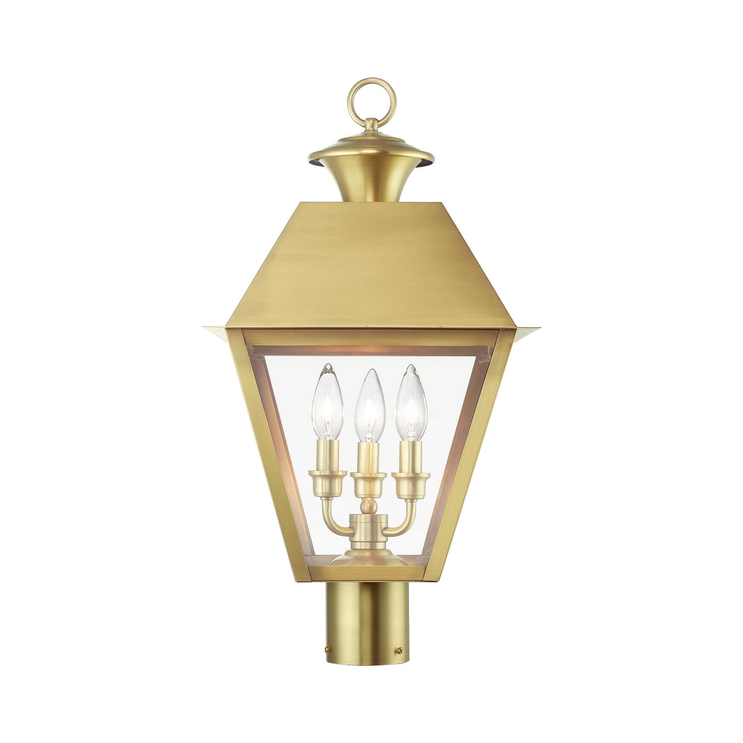 Livex Lighting - 27219-08 - Three Light Outdoor Post Top Lantern - Wentworth - Natural Brass