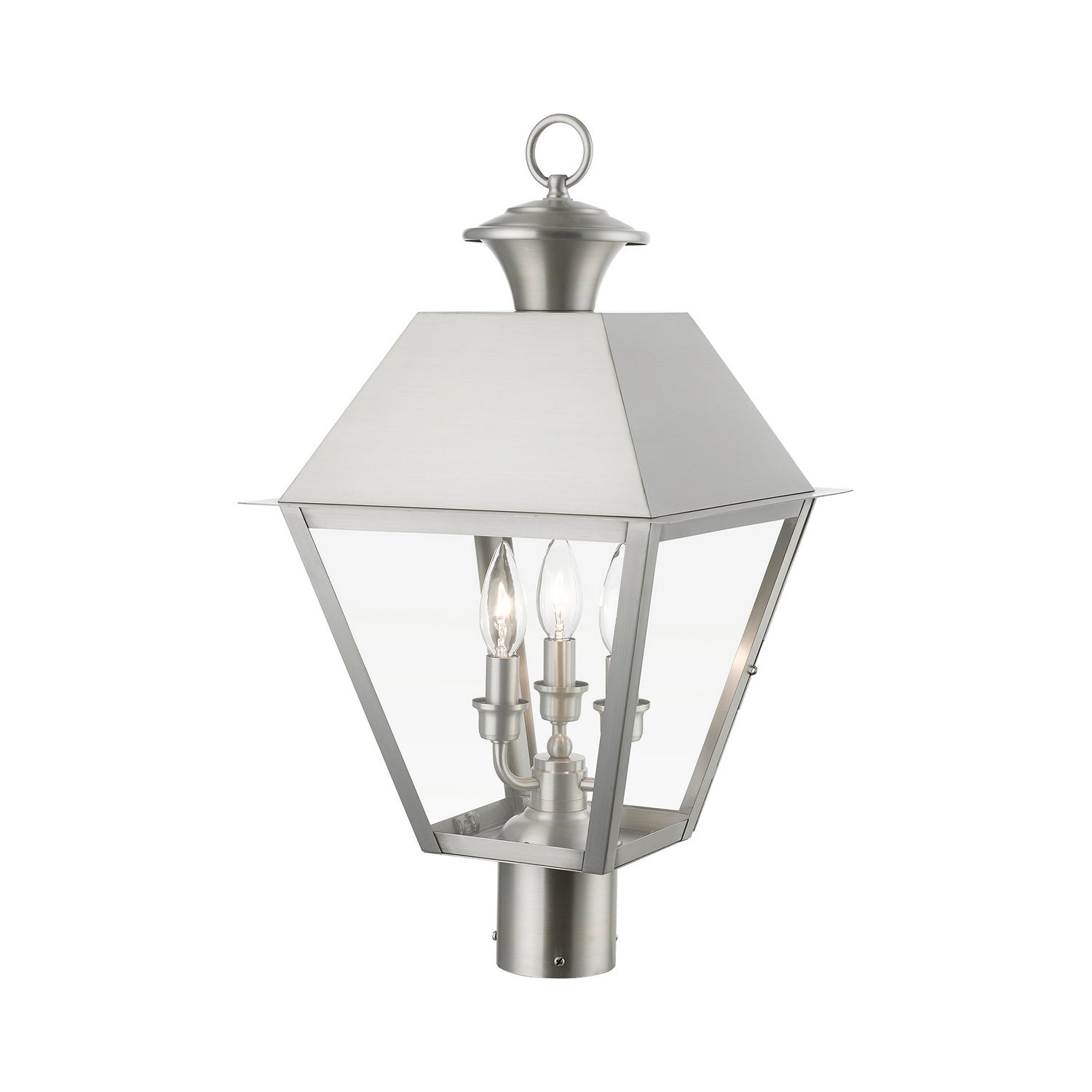 Livex Lighting - 27219-91 - Three Light Outdoor Post Top Lantern - Wentworth - Brushed Nickel