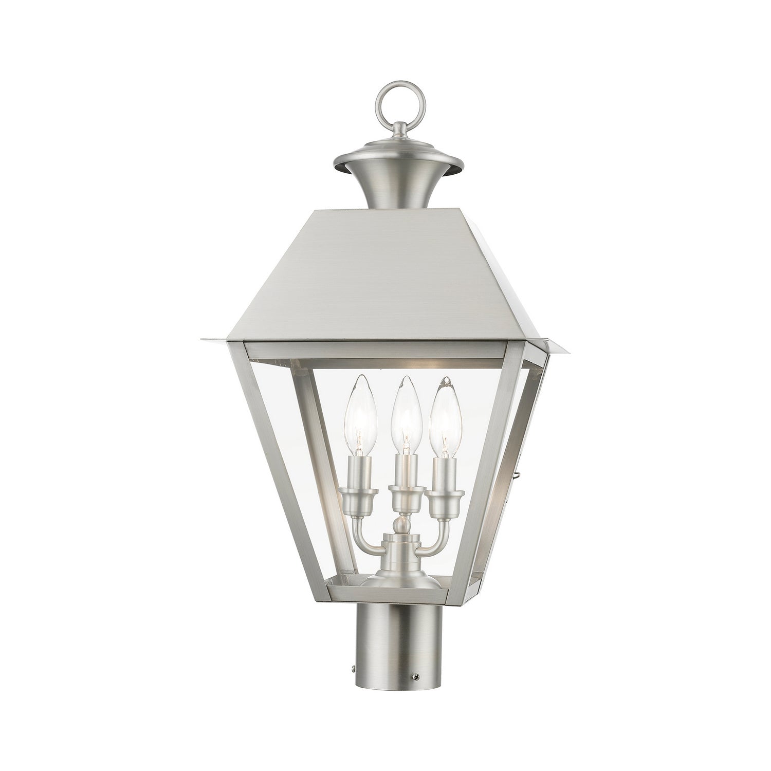 Livex Lighting - 27219-91 - Three Light Outdoor Post Top Lantern - Wentworth - Brushed Nickel