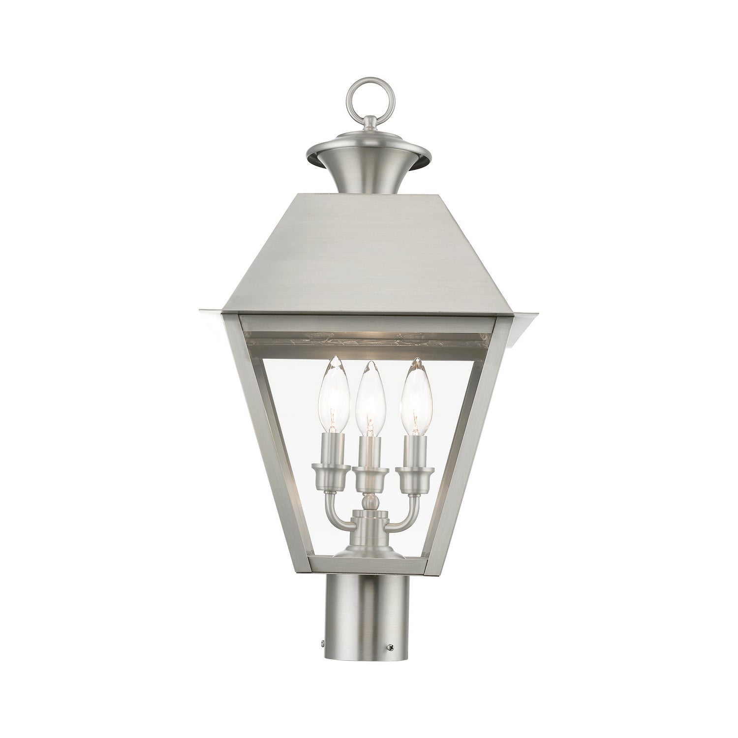 Livex Lighting - 27219-91 - Three Light Outdoor Post Top Lantern - Wentworth - Brushed Nickel