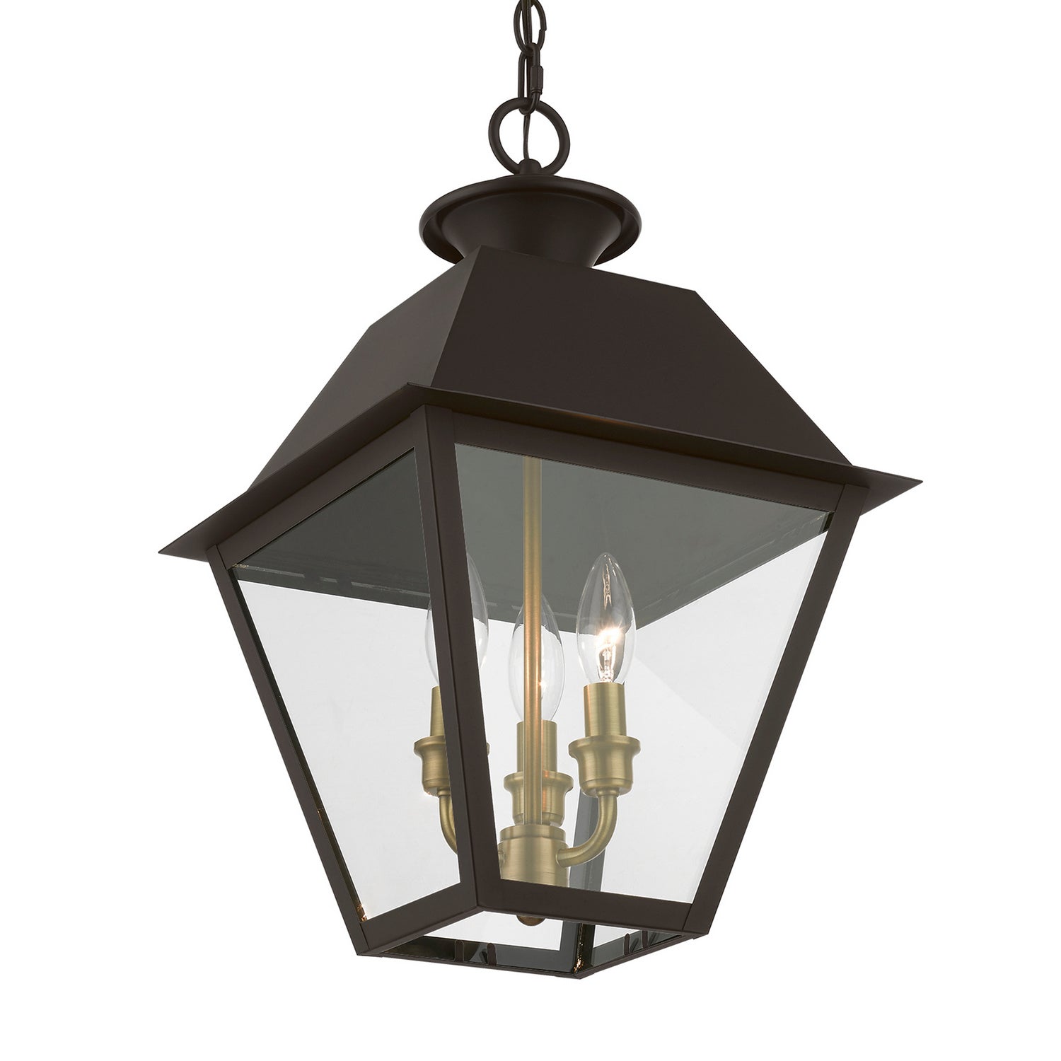 Livex Lighting - 27220-07 - Three Light Outdoor Pendant - Wentworth - Bronze w/Antique Brass Finish Cluster