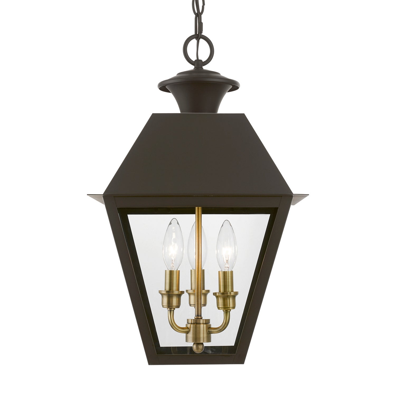 Livex Lighting - 27220-07 - Three Light Outdoor Pendant - Wentworth - Bronze w/Antique Brass Finish Cluster
