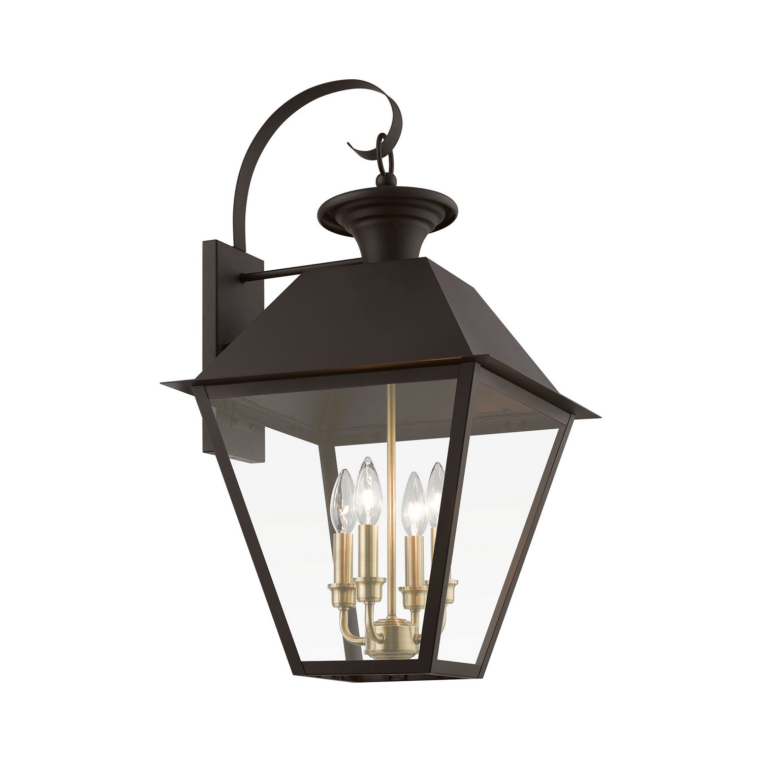 Livex Lighting - 27222-07 - Four Light Outdoor Wall Lantern - Wentworth - Bronze w/Antique Brass Finish Cluster