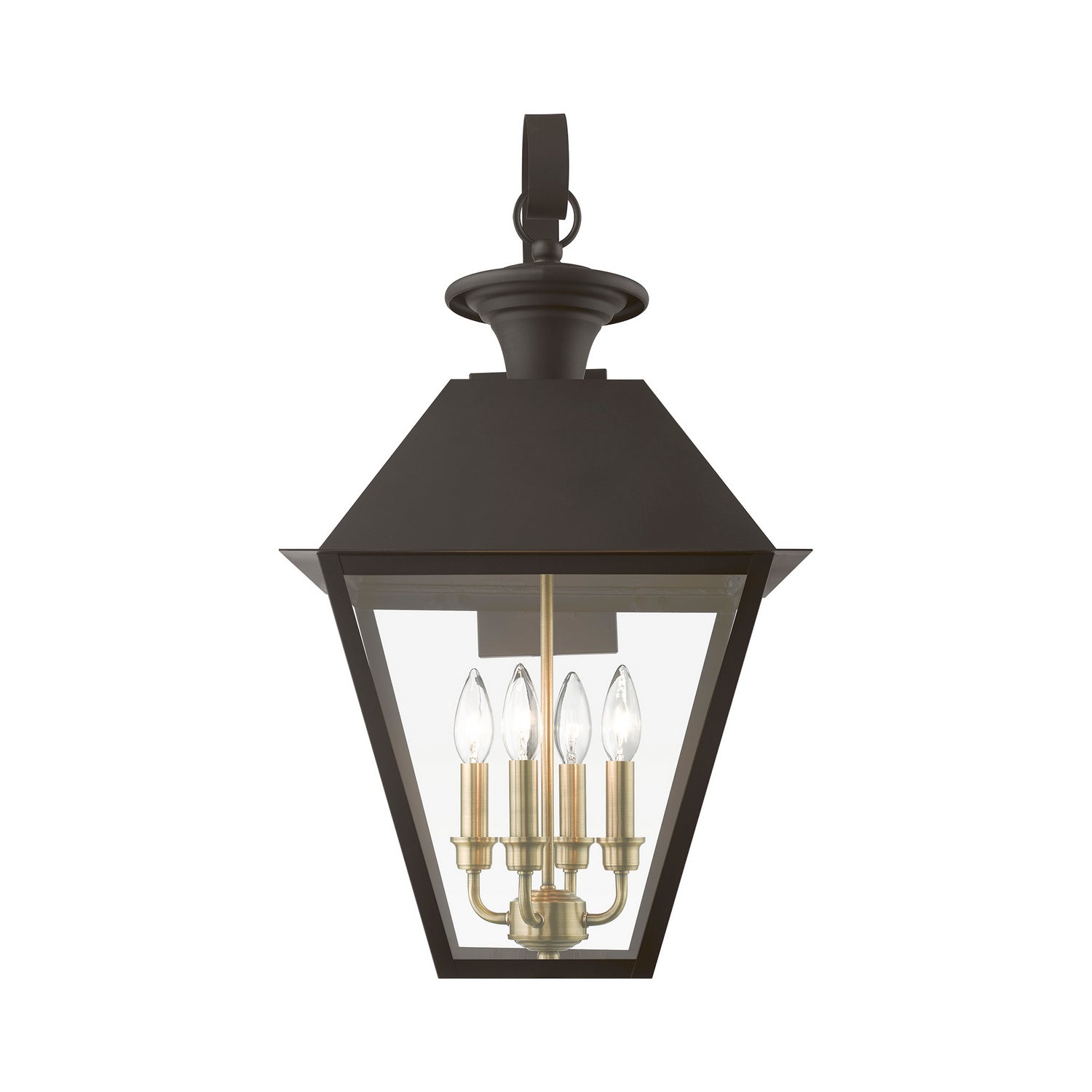 Livex Lighting - 27222-07 - Four Light Outdoor Wall Lantern - Wentworth - Bronze w/Antique Brass Finish Cluster