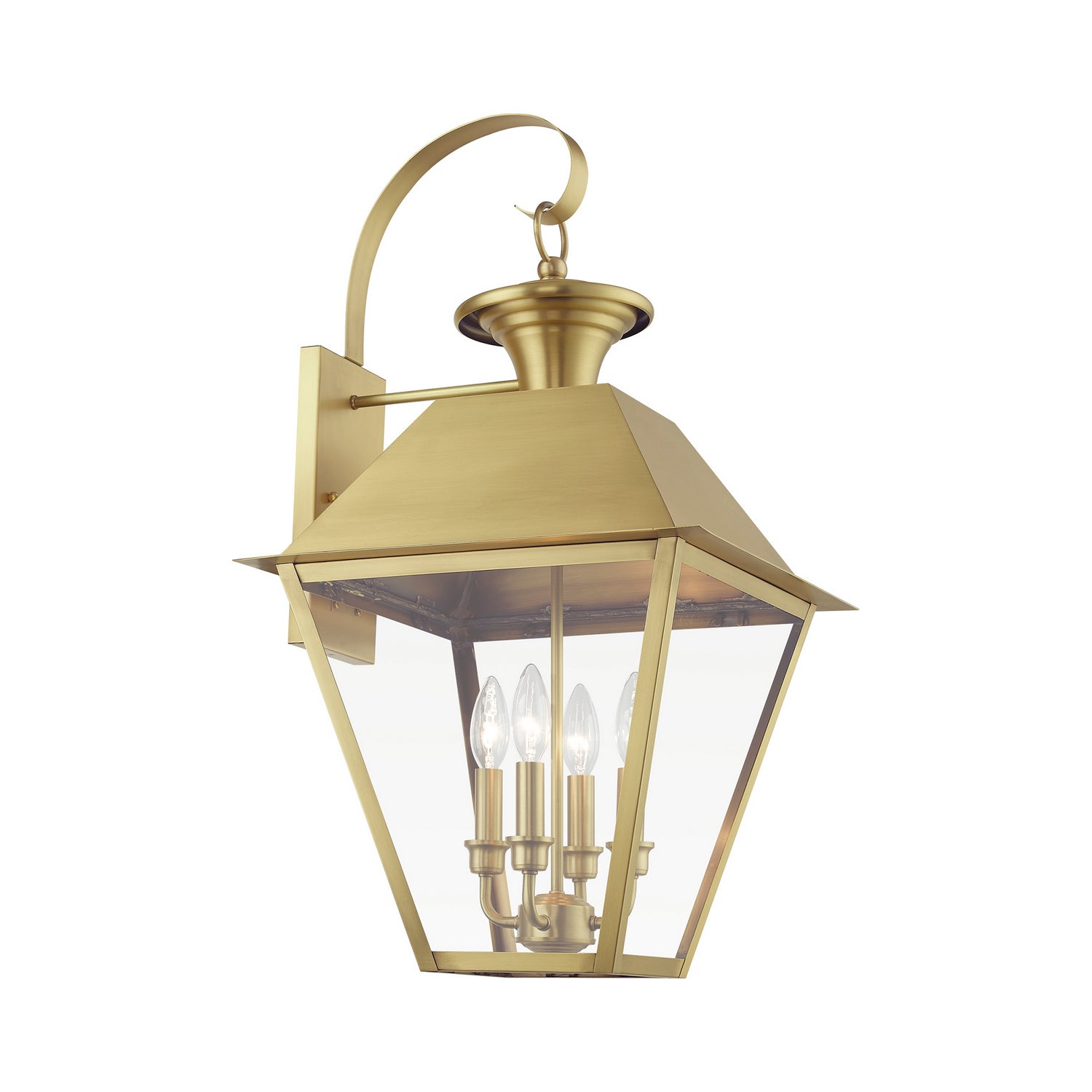 Livex Lighting - 27222-08 - Four Light Outdoor Wall Lantern - Wentworth - Natural Brass