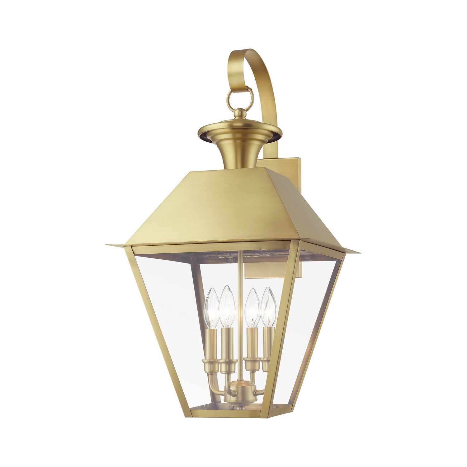 Livex Lighting - 27222-08 - Four Light Outdoor Wall Lantern - Wentworth - Natural Brass