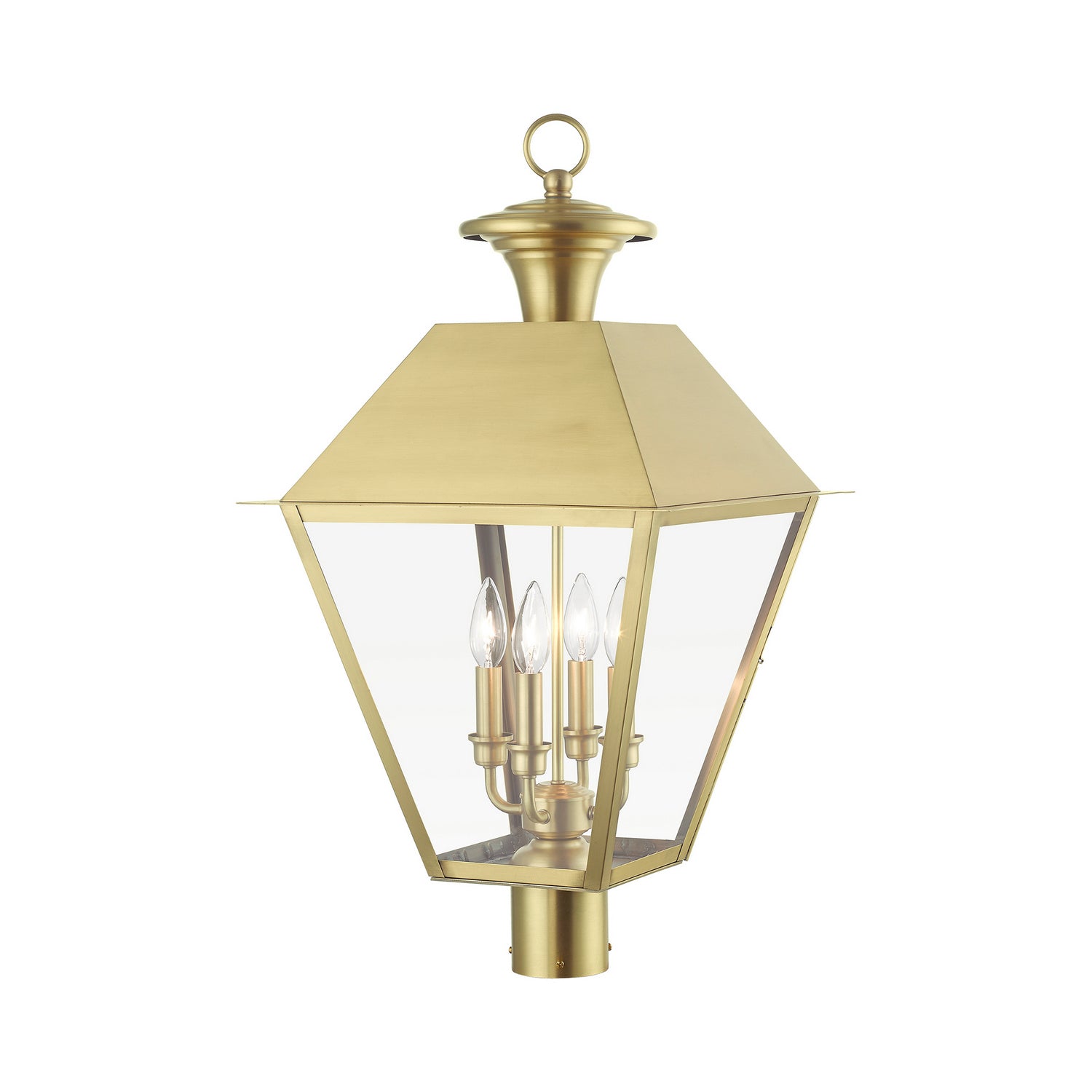 Livex Lighting - 27223-08 - Four Light Outdoor Post Top Lantern - Wentworth - Natural Brass