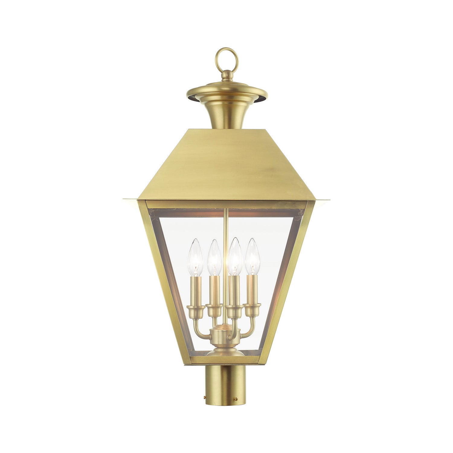Livex Lighting - 27223-08 - Four Light Outdoor Post Top Lantern - Wentworth - Natural Brass