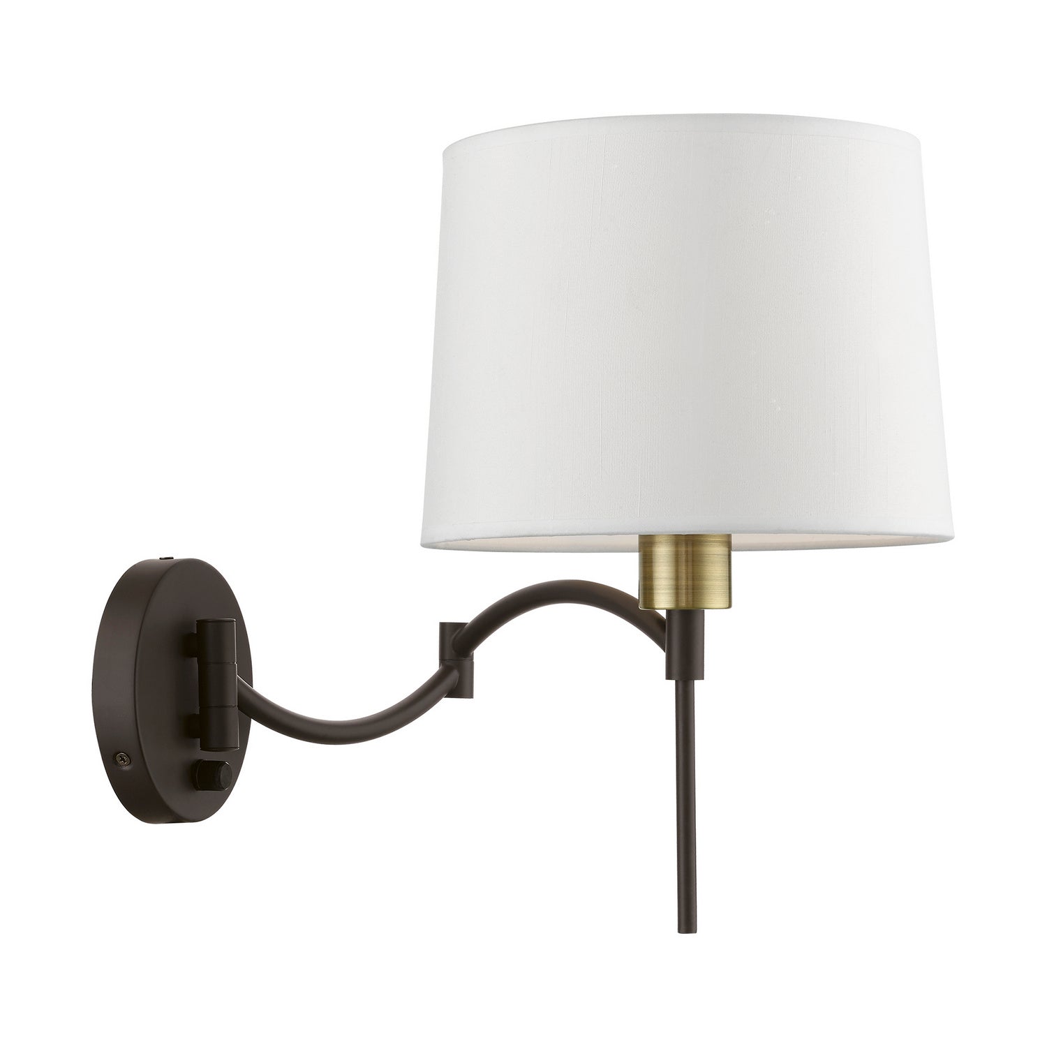 Livex Lighting - 40044-07 - One Light Swing Arm Wall Lamp - Swing Arm Wall Lamps - Bronze w/Antique Brass